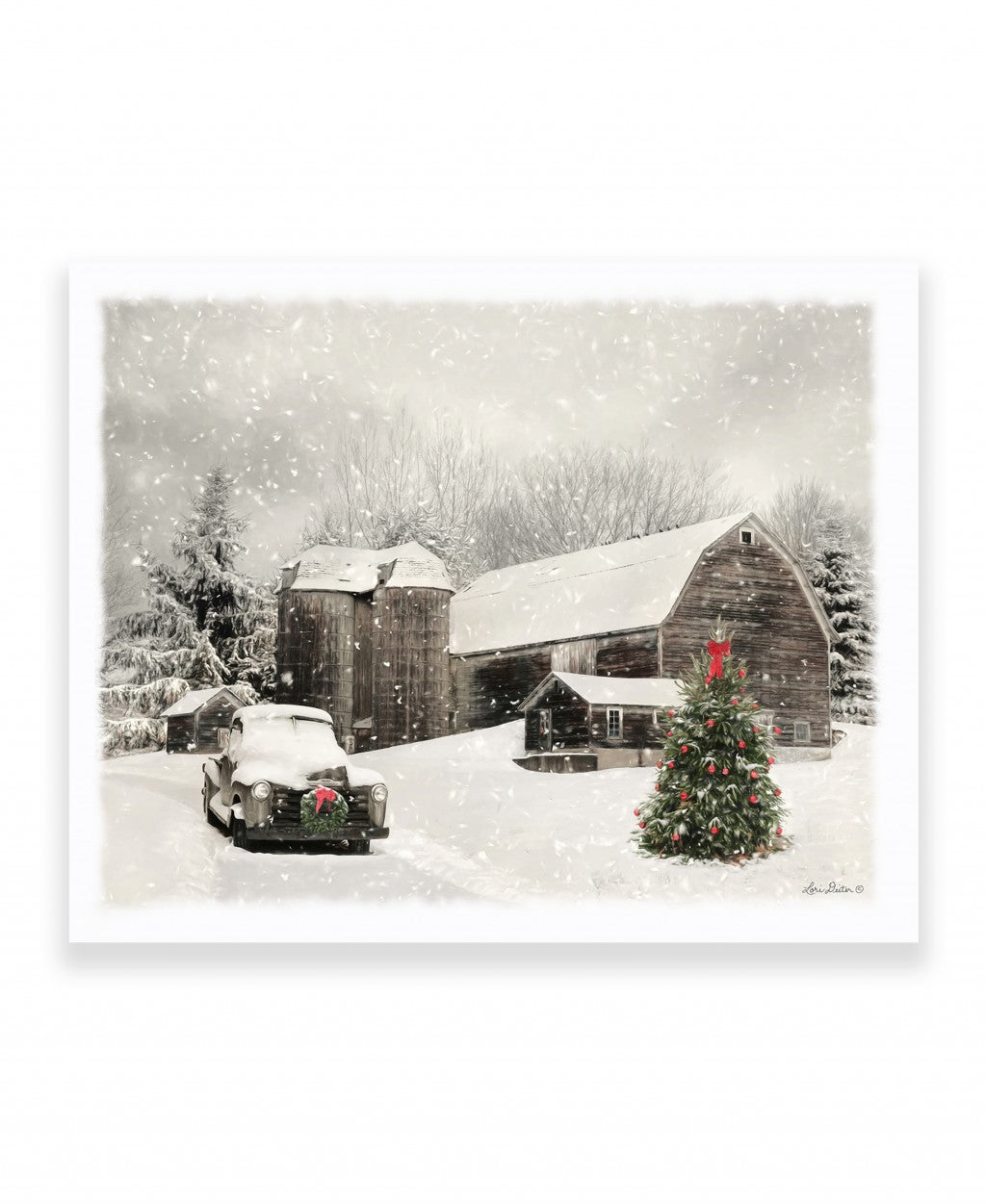 Farmhouse Christmas 3 White Wrapped Canvas Print Wall Art