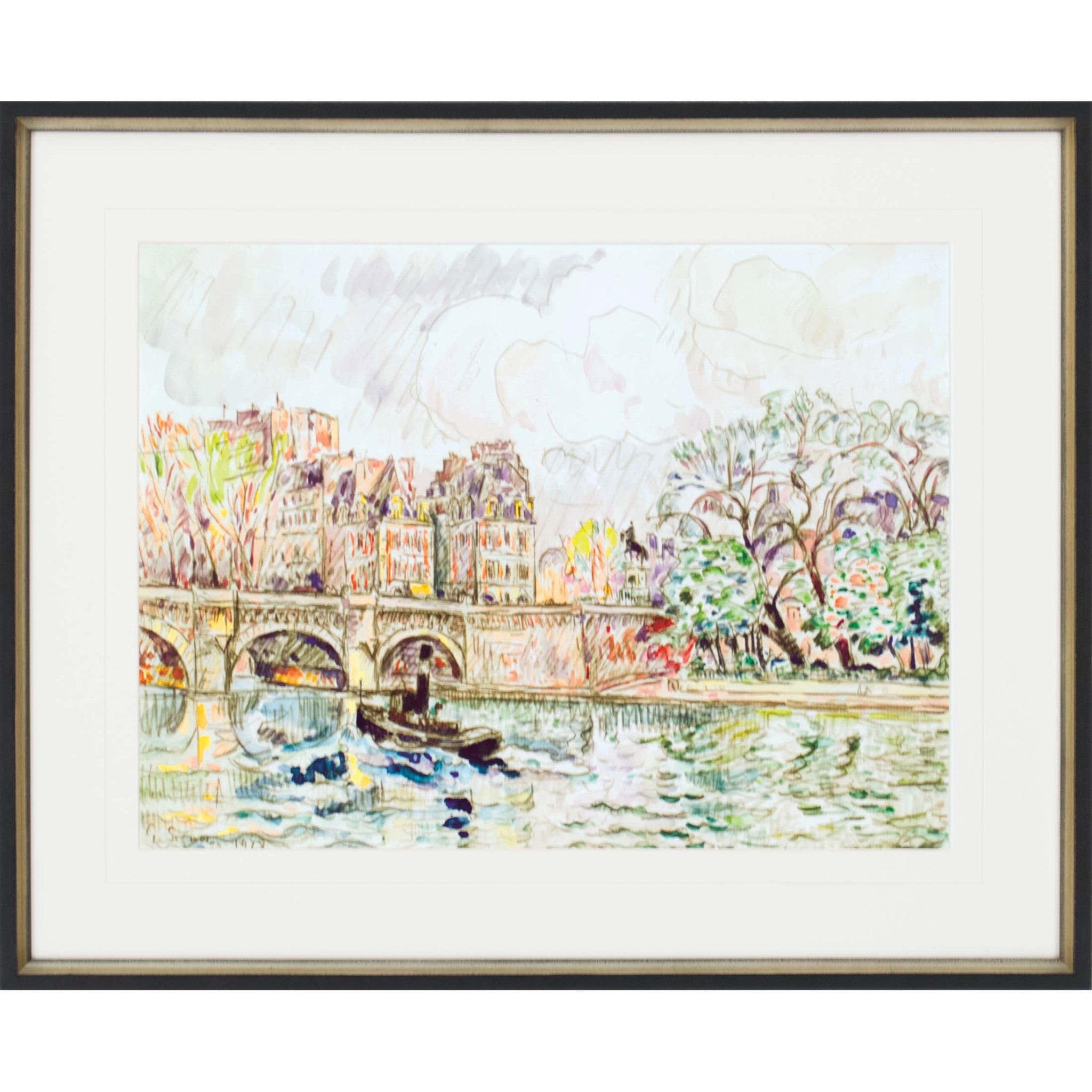 Paris Le Place Dauphine Framed Art Black Picture Frame Print Wall Art