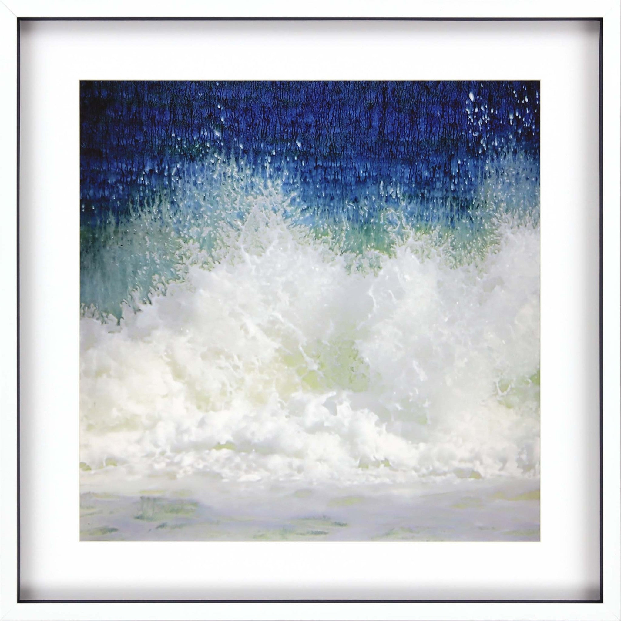 Blue Waves Splash White Picture Frame Print Wall Art