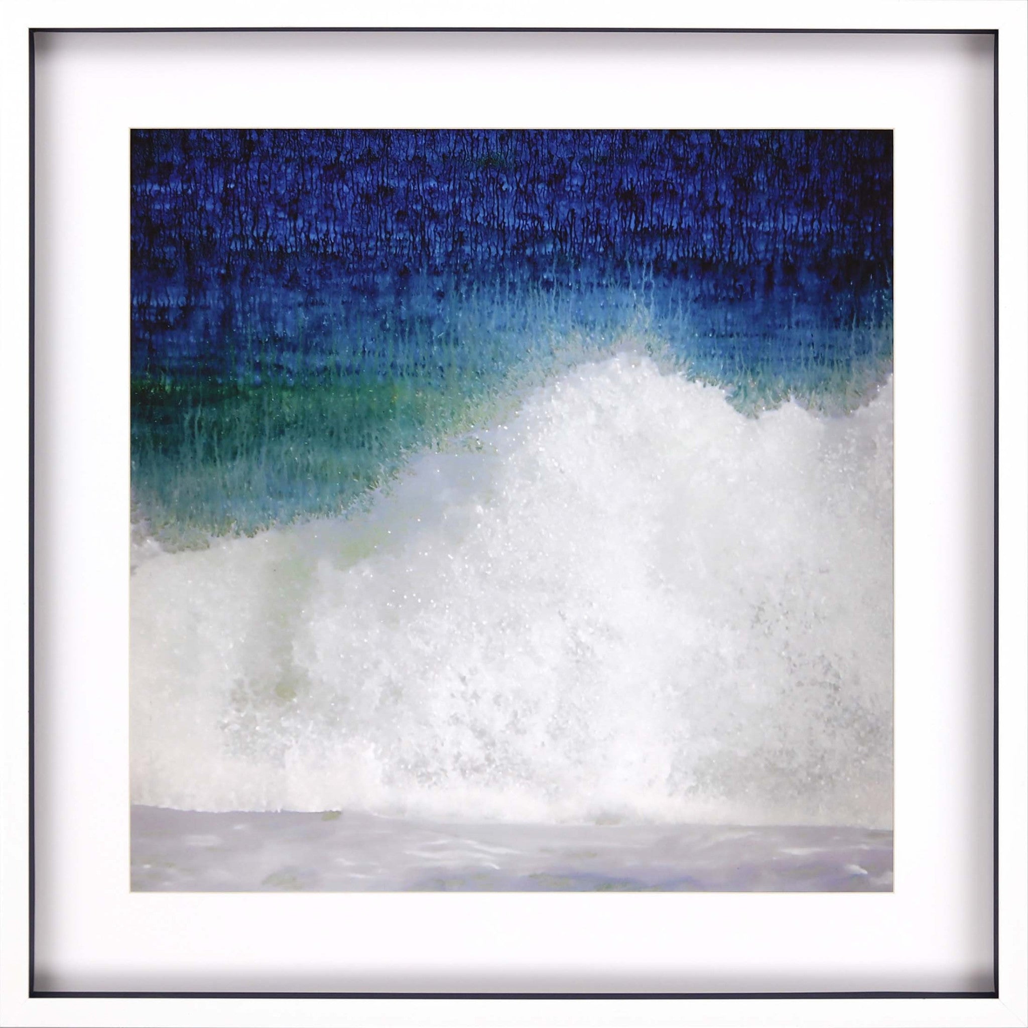 Gorgeous Waves Abstract Crashing Blue Ocean White Picture Frame Print Wall Art