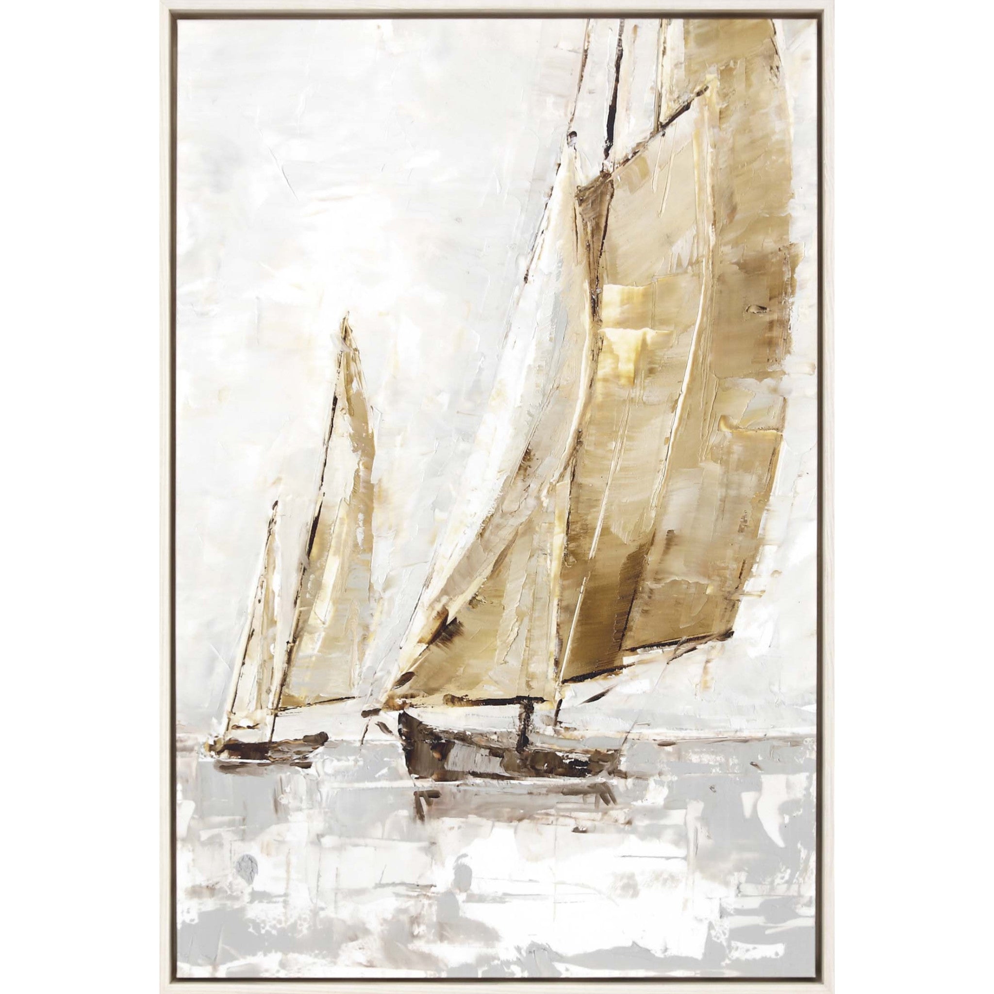 Golden Sails II Canvas White Floater Frame Large Wall Art