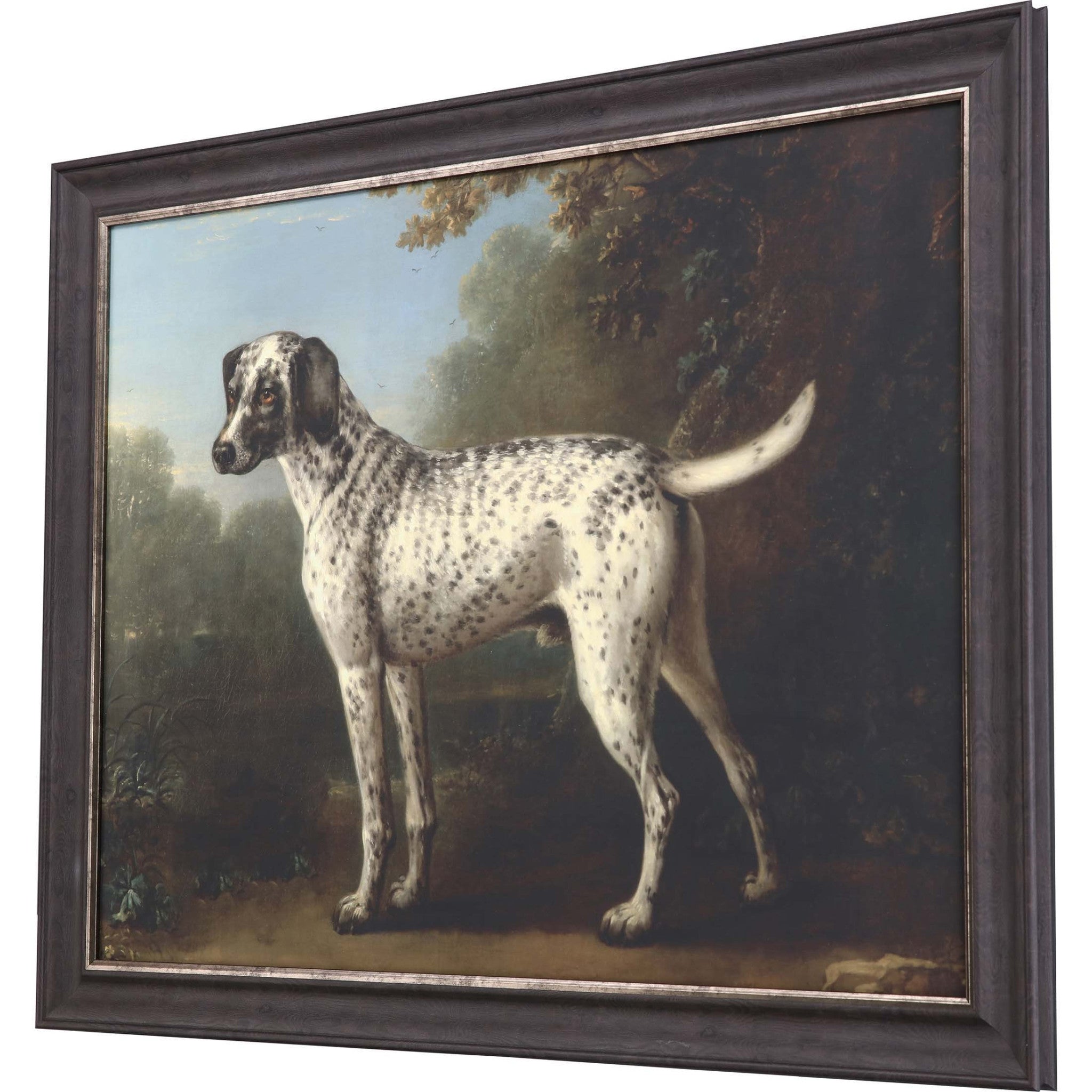 Grey Spotted Hound Framed Art Brown Picture Frame Print Wall Art