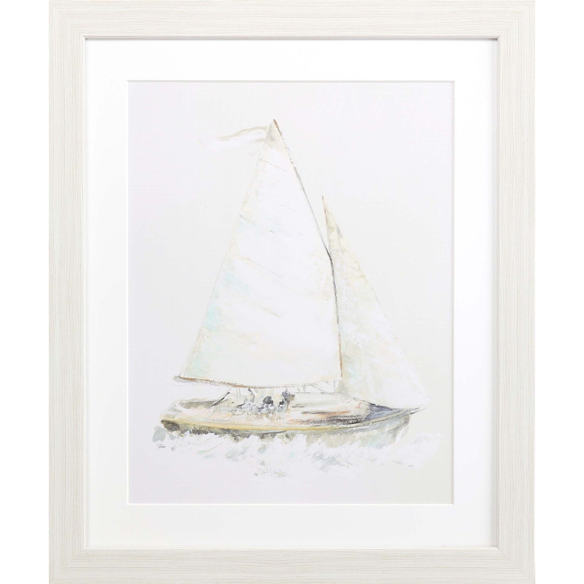 Quiet Sailboat I Framed Art White Picture Frame Print Wall Art