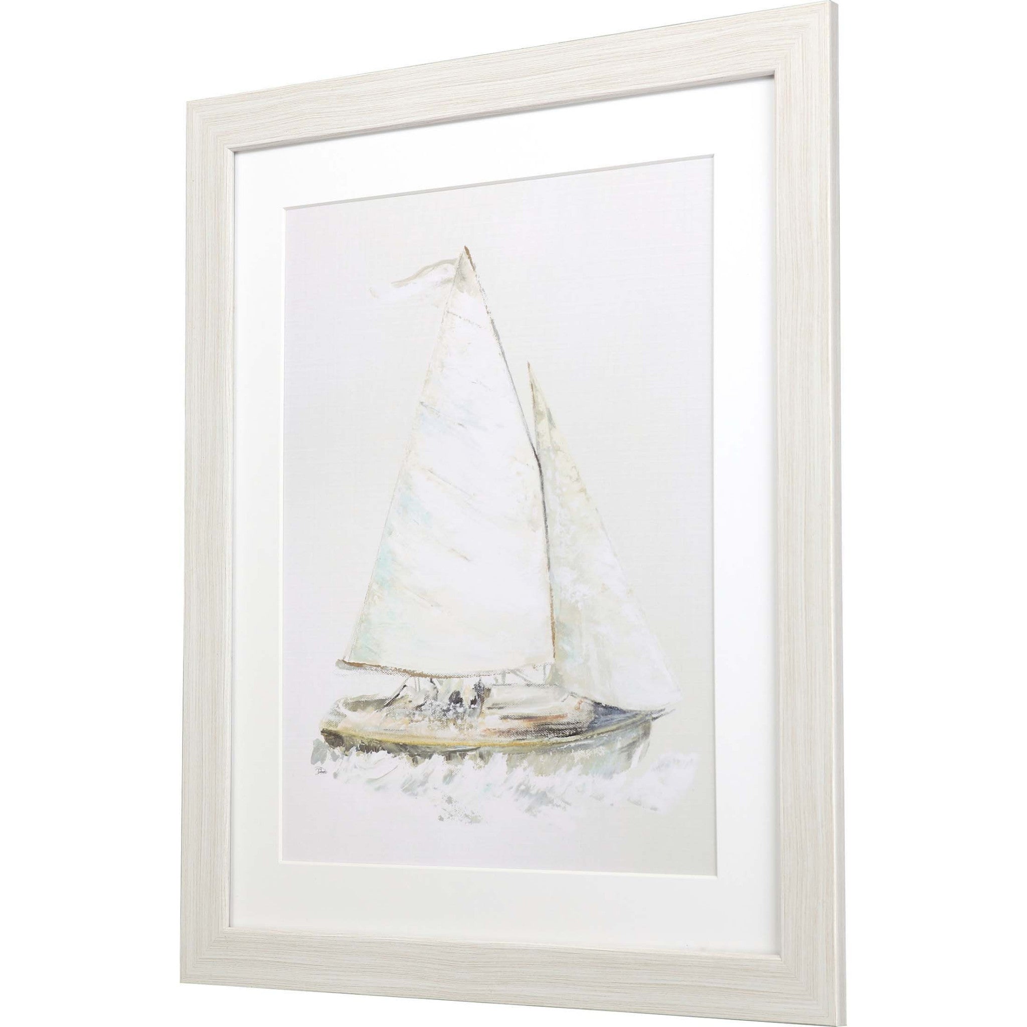 Quiet Sailboat I Framed Art White Picture Frame Print Wall Art