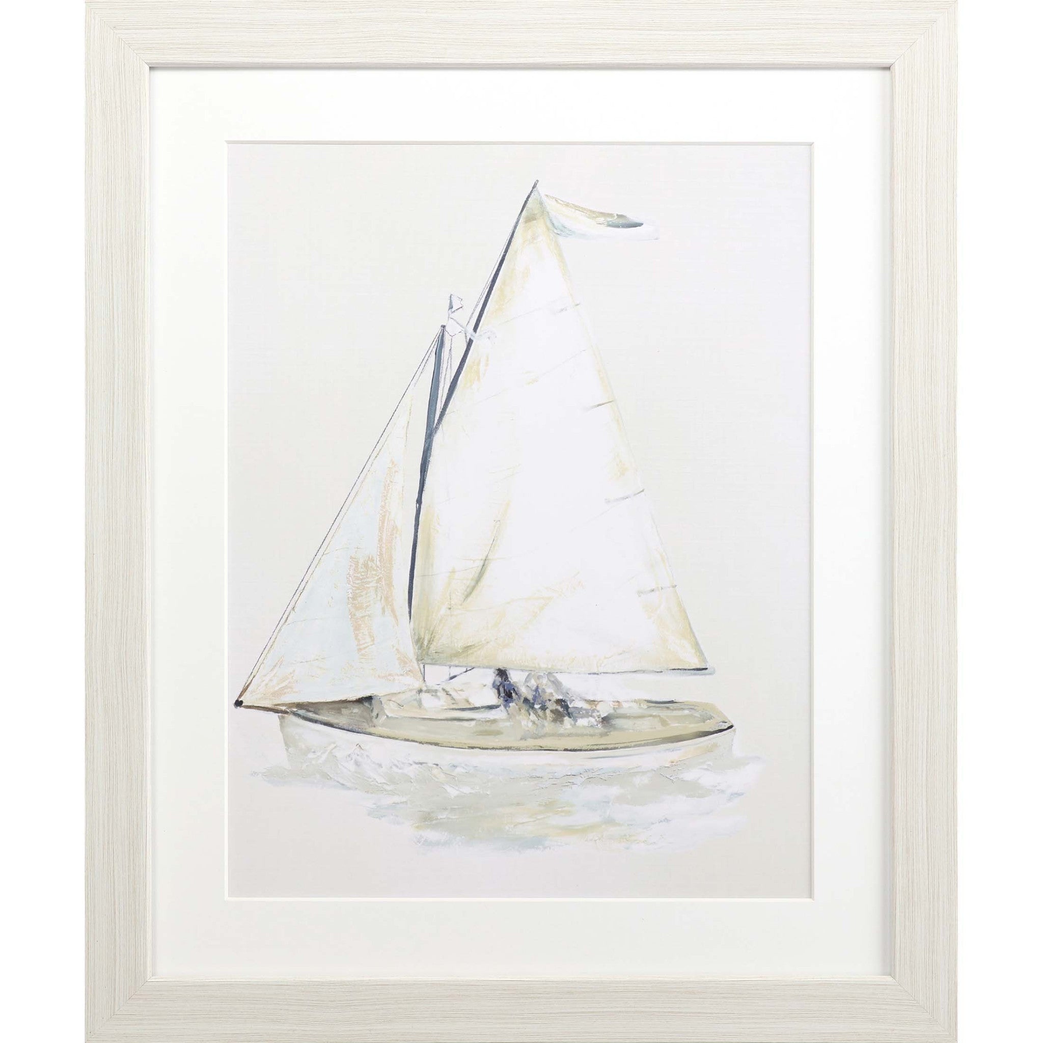 Quiet Sailboat Ii Framed Art White Picture Frame Print Wall Art