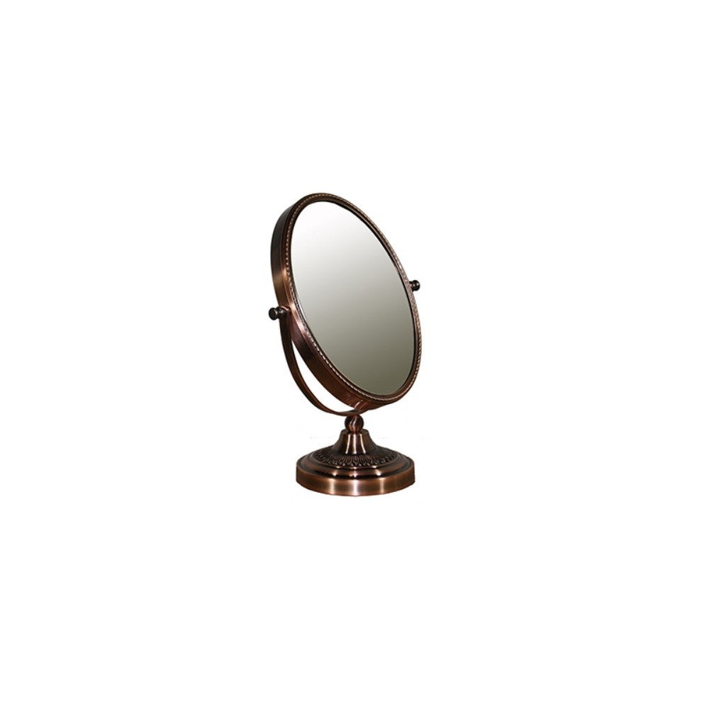 12" Copper Round Metal Framed Makeup Shaving Tabletop Mirror