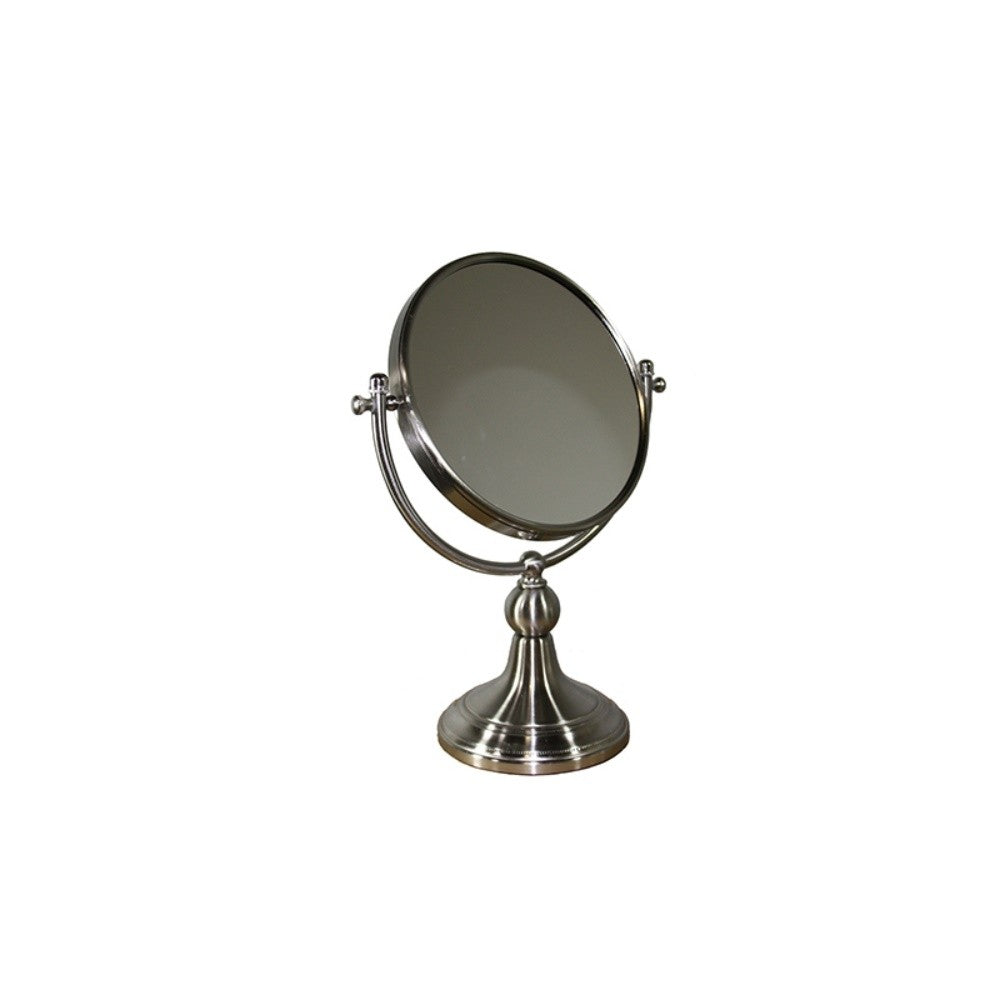 14" Silver Round Metal Framed Makeup Shaving Tabletop Mirror