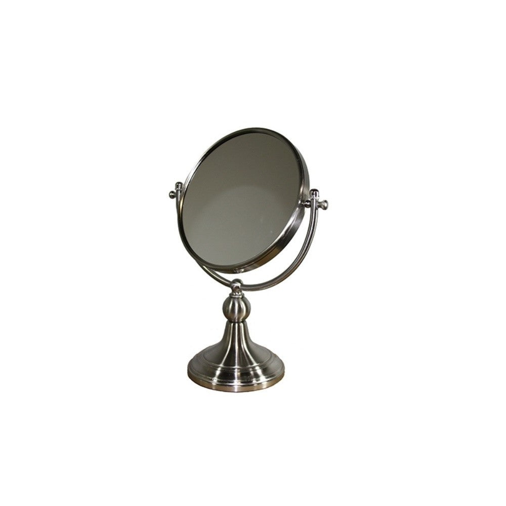 14" Silver Round Metal Framed Makeup Shaving Tabletop Mirror