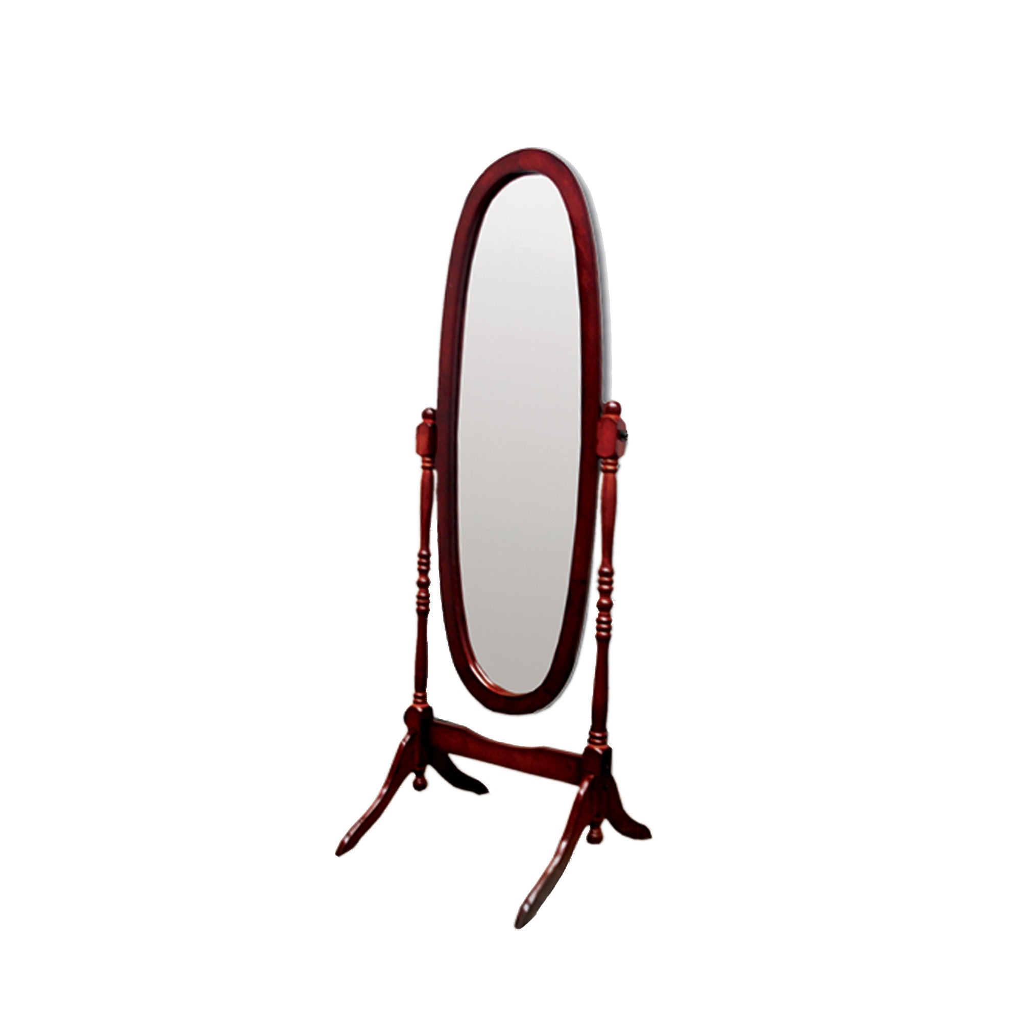 Brown Oval Cheval Standing Mirror