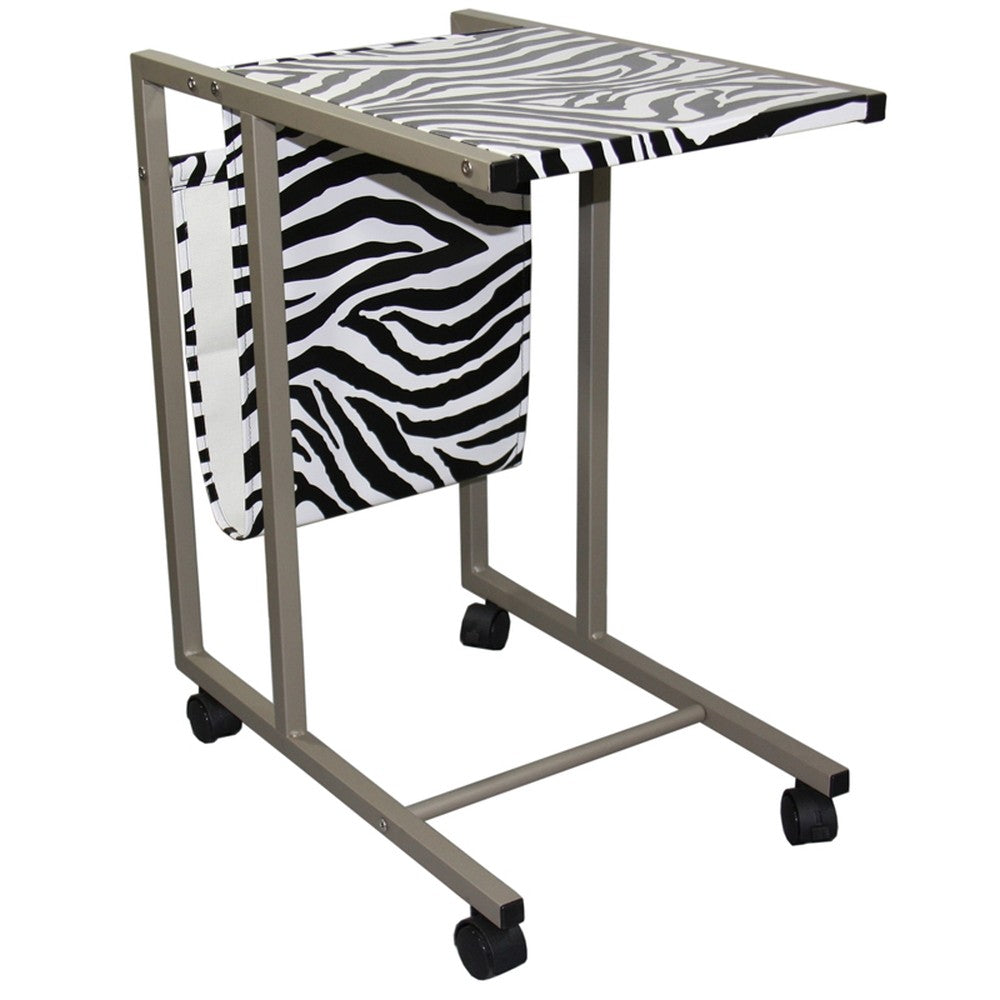 14" Black and White and Silver Metal Writing Desk