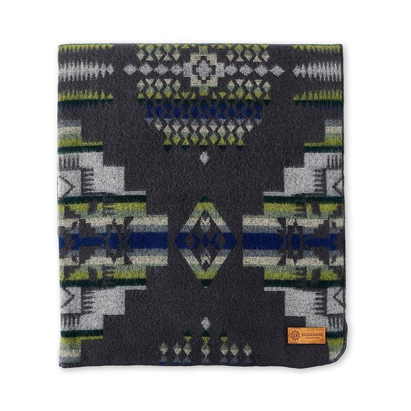 Forest Green and Blue Tribal Print Throw Blanket