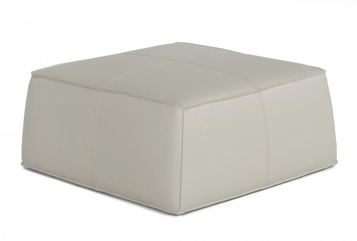 37" Light Gray Faux Leather Cocktail Ottoman