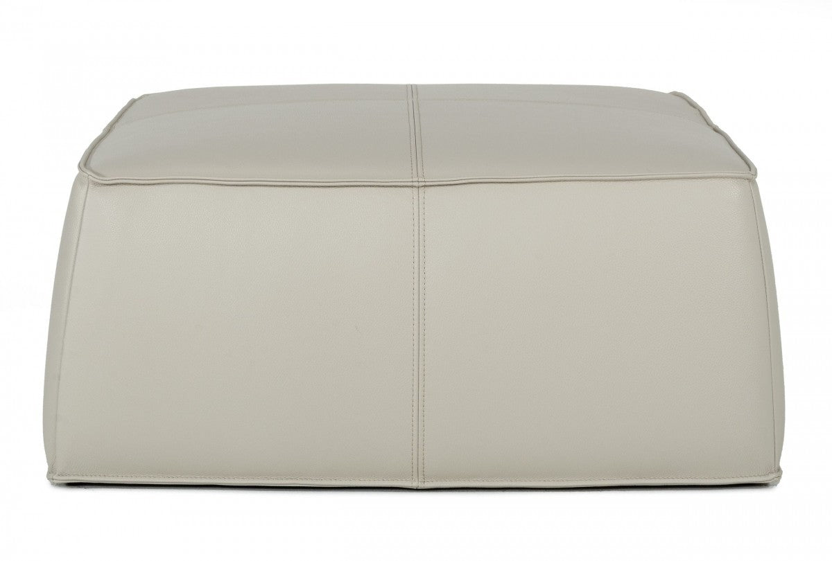 37" Light Gray Faux Leather Cocktail Ottoman