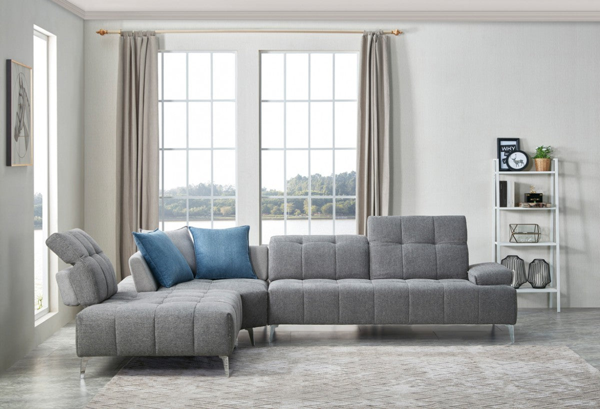 Gray Polyester Modular L Shaped Three Piece Corner Sectional