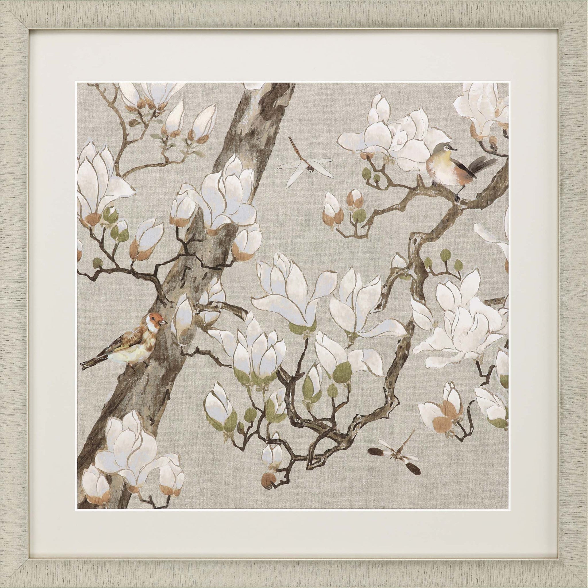 Magnolia Bloom Framed Art Gold Picture Frame Print Wall Art