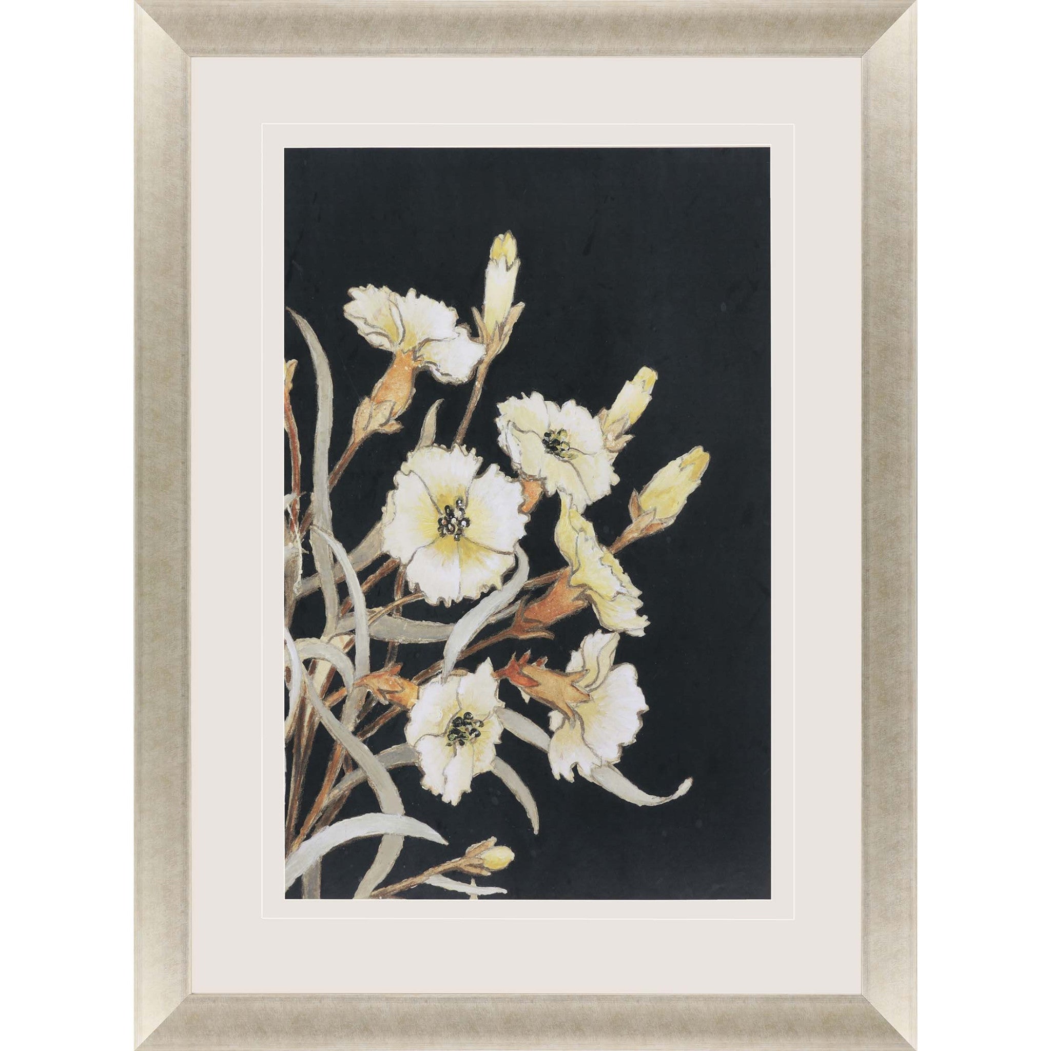 Yellow Flower On Black I Framed Art Gold Picture Frame Print Wall Art