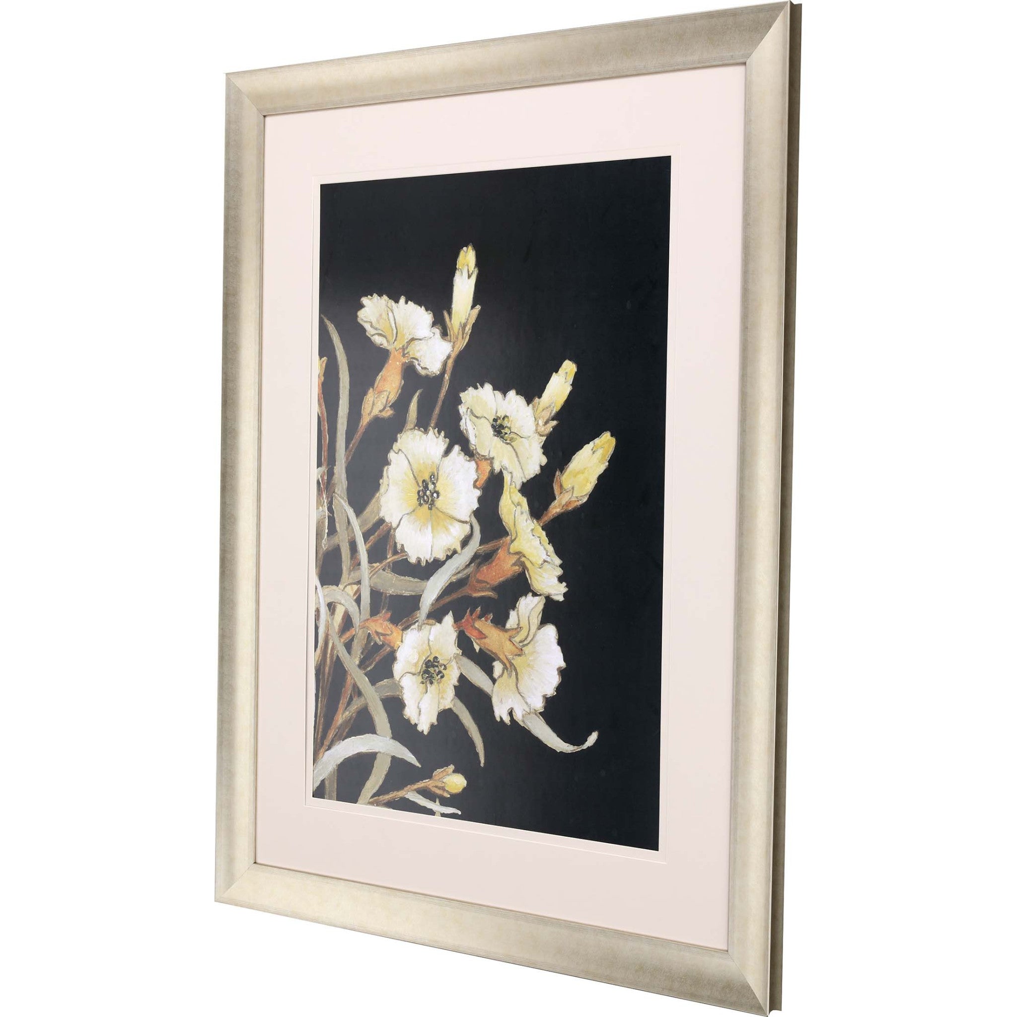 Yellow Flower On Black I Framed Art Gold Picture Frame Print Wall Art