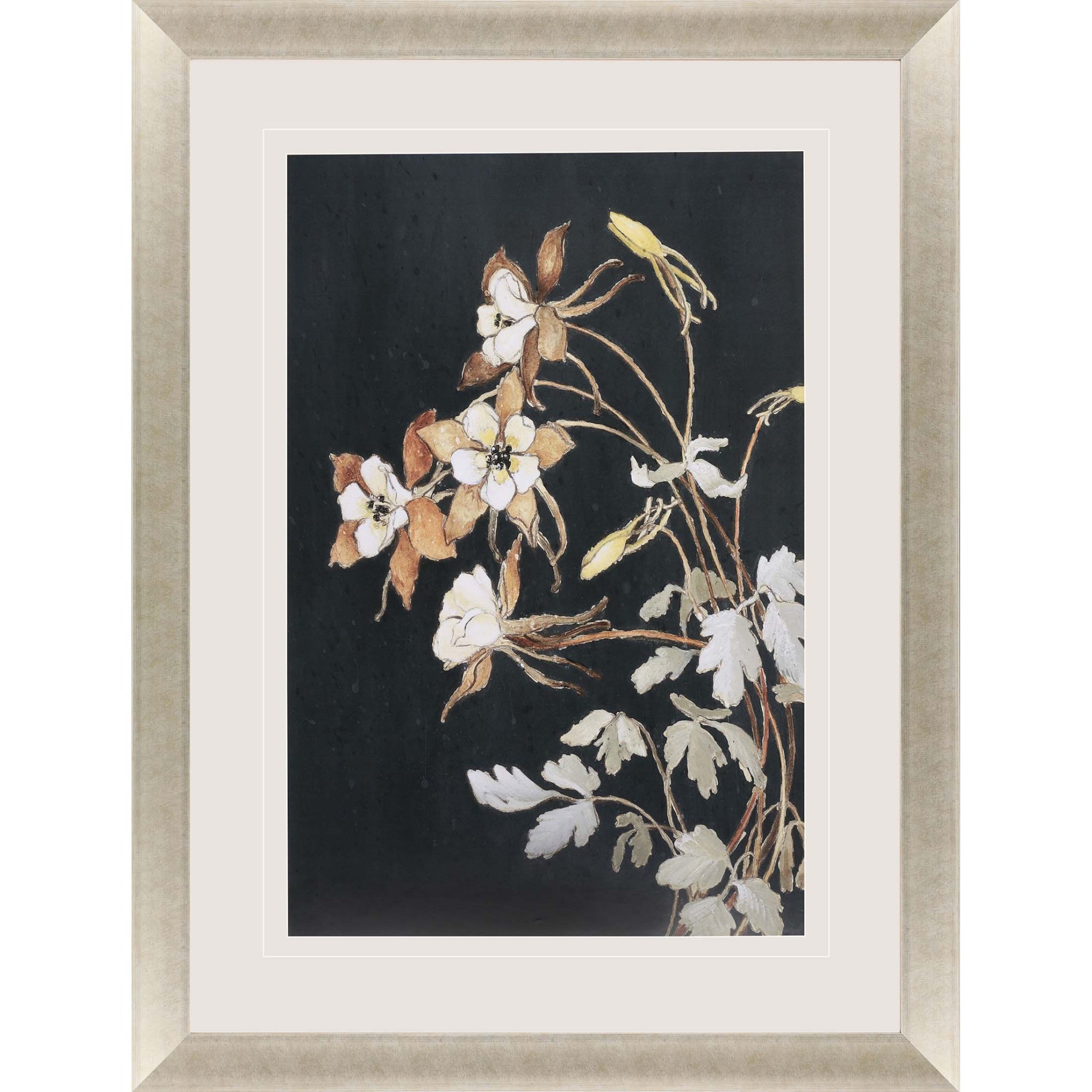 Yellow Flower On Black Ii Framed Art Gold Picture Frame Print Wall Art