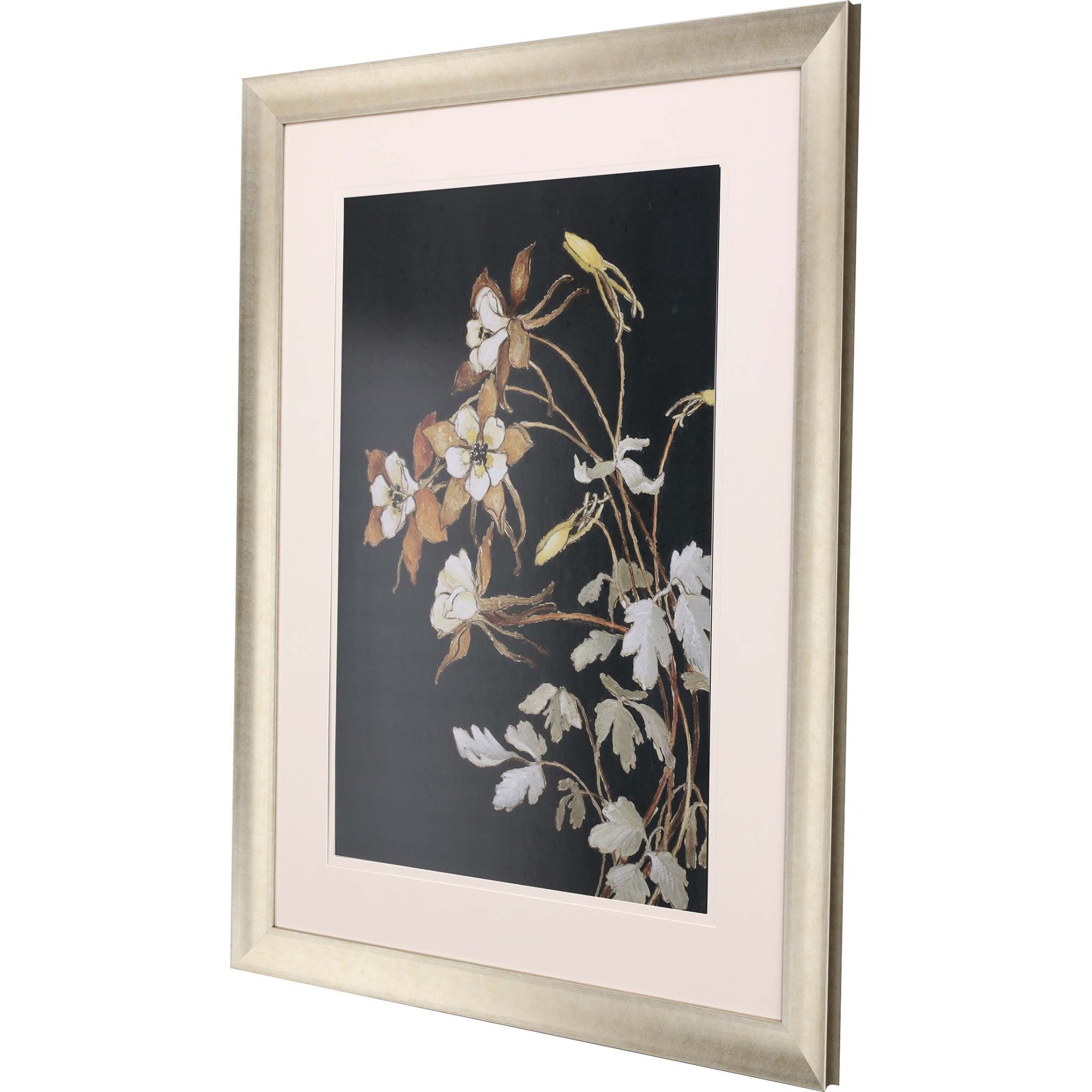 Yellow Flower On Black Ii Framed Art Gold Picture Frame Print Wall Art