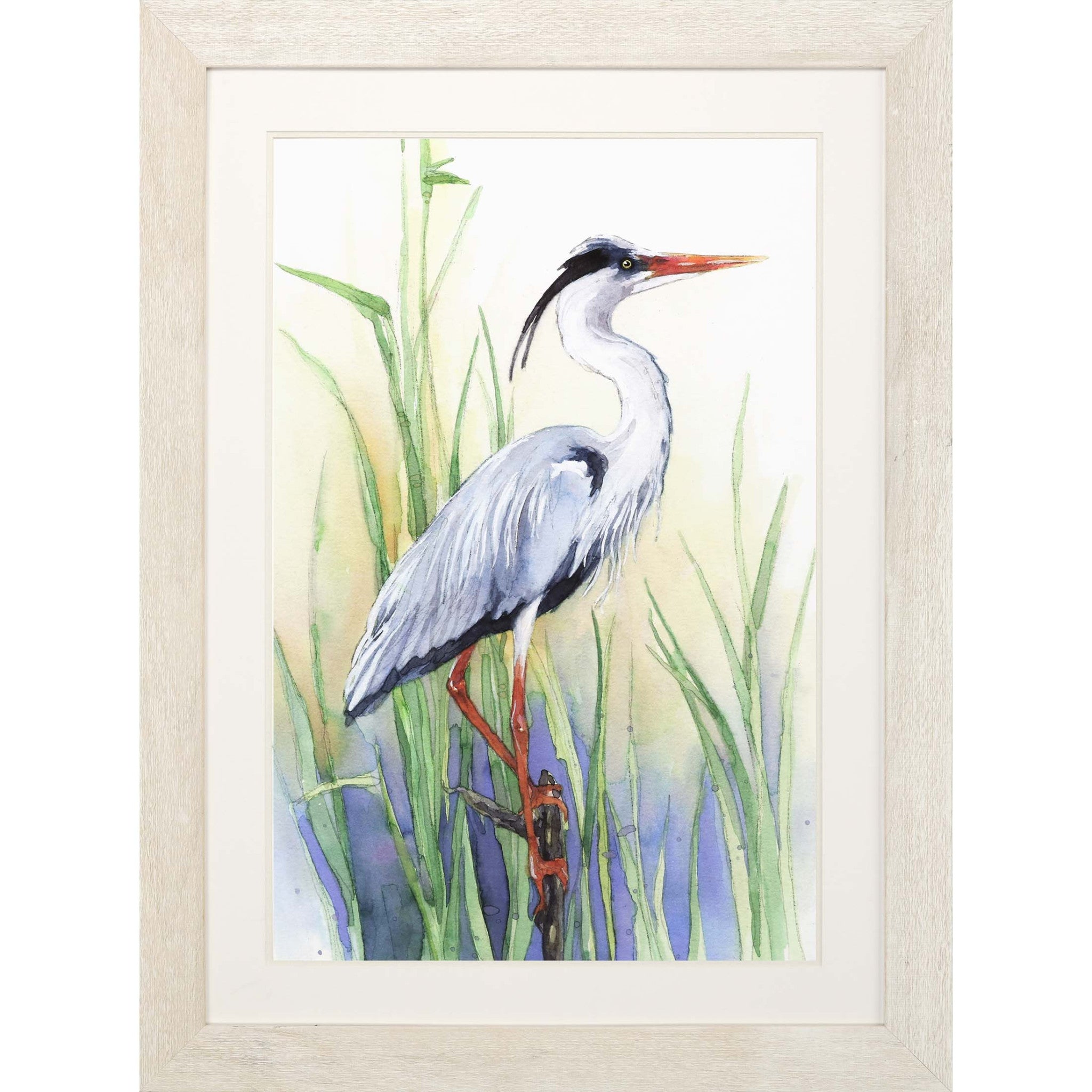 Heron I Framed Art White Picture Frame Print Wall Art