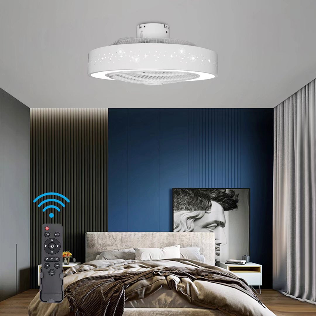 Compact Ceiling Fan and Light With Star Detailing