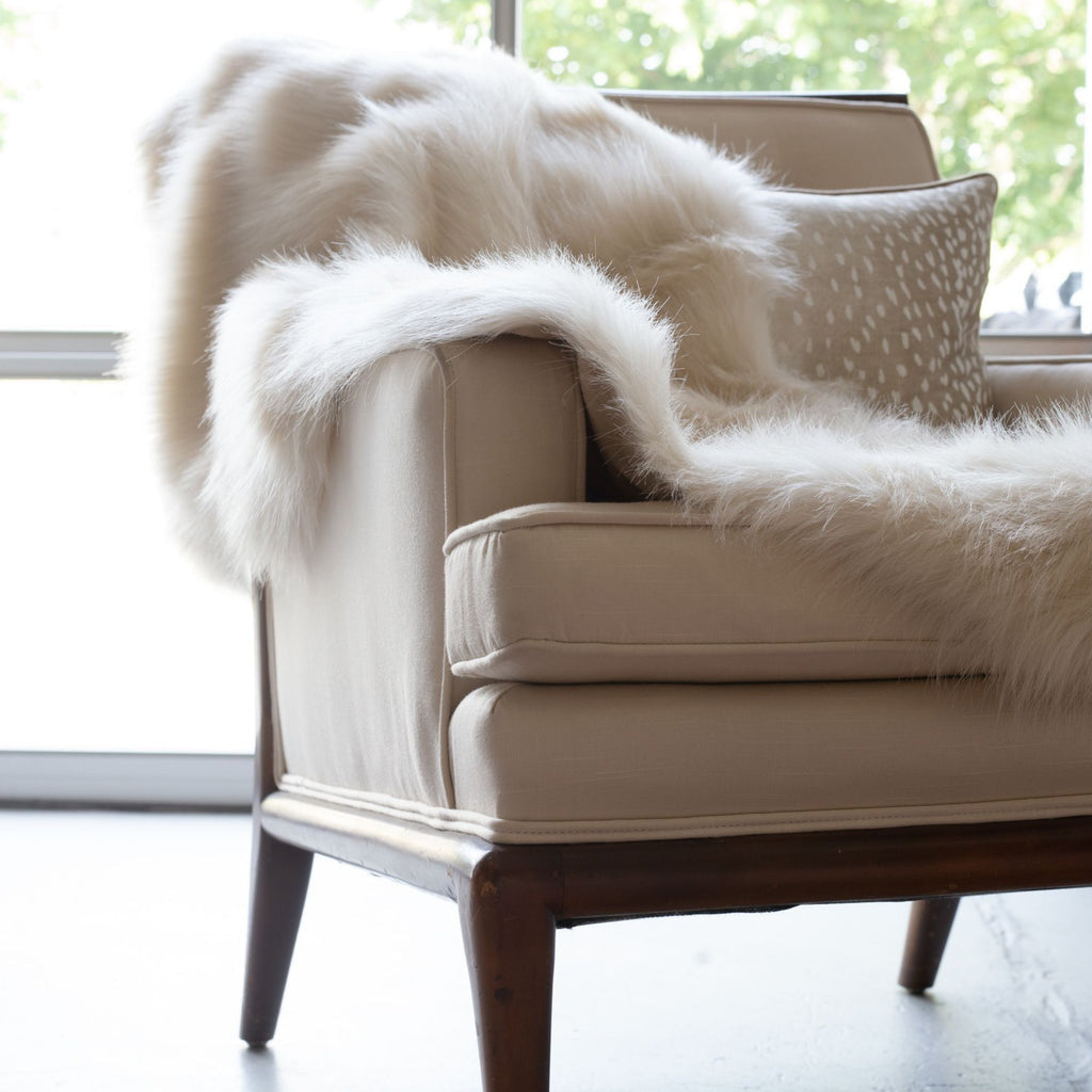 50" x 60" Royal White Long Hair Faux Fur Throw