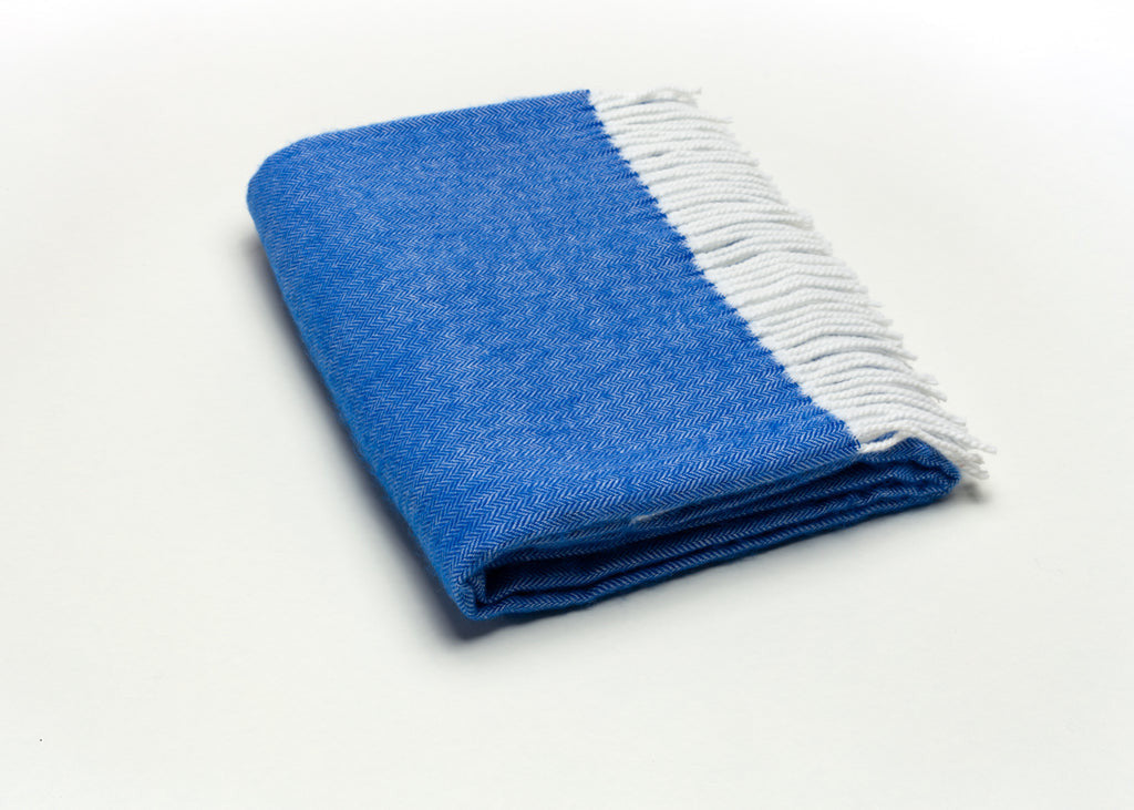 Royal Blue Soft Acrylic Herringbone Throw Blanket