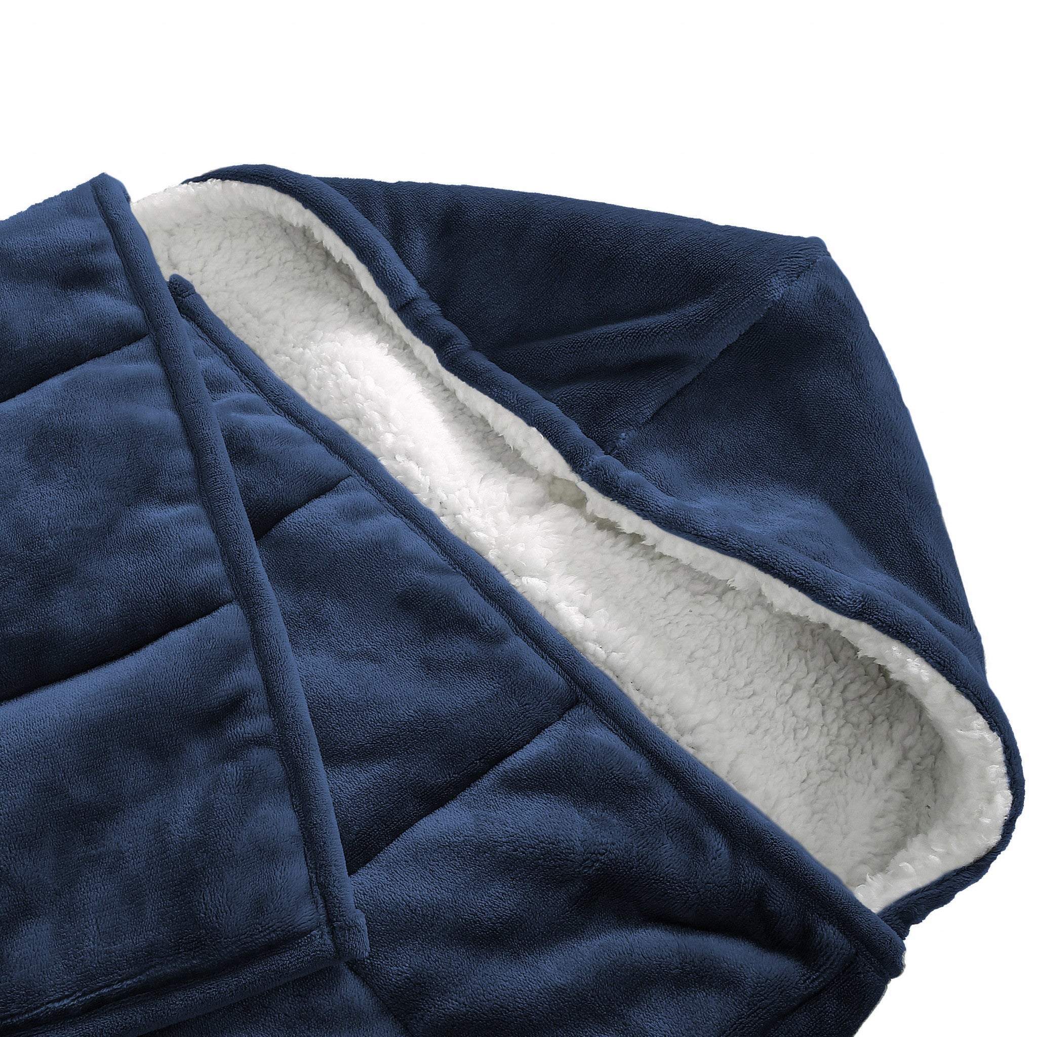 50" X 60" Navy Blue Plain Weave Polyester PlushWeighted Throw Blanket