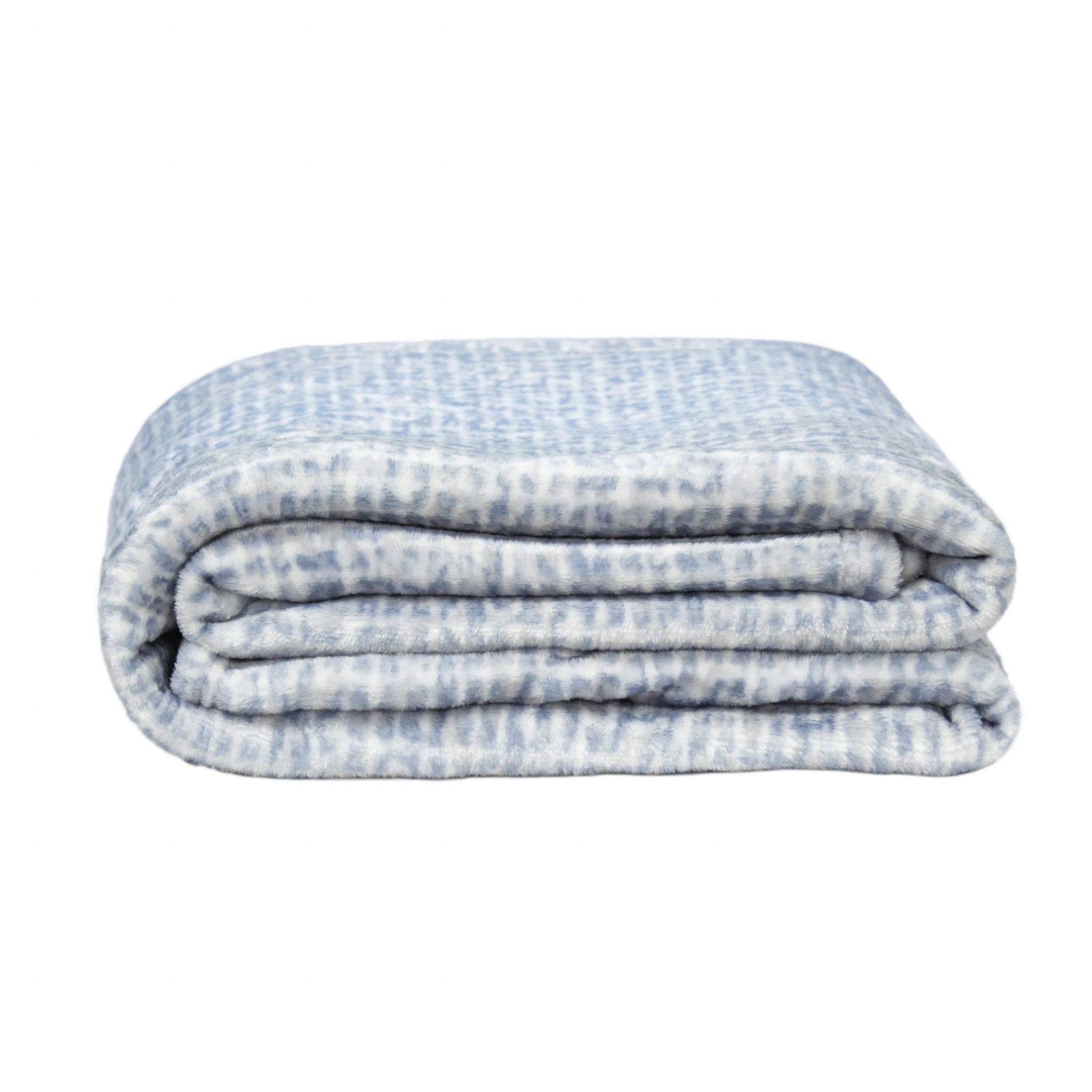 Checked Print Blue Grey Reversible Velvet and Sherpa Throw Blanket