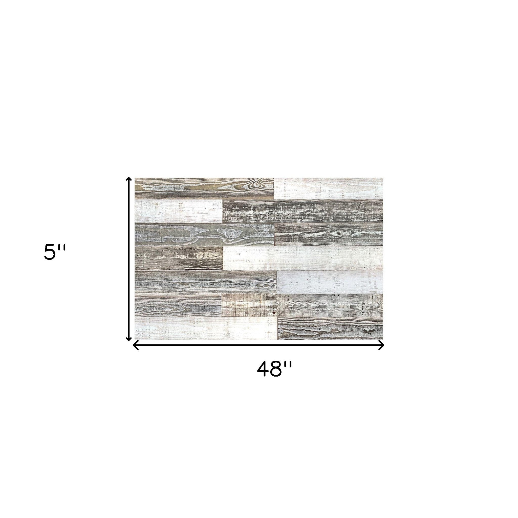 5" x 48" Thermo Treated White Gray and Whitewash Mixed Color Wood Wall Plank Set