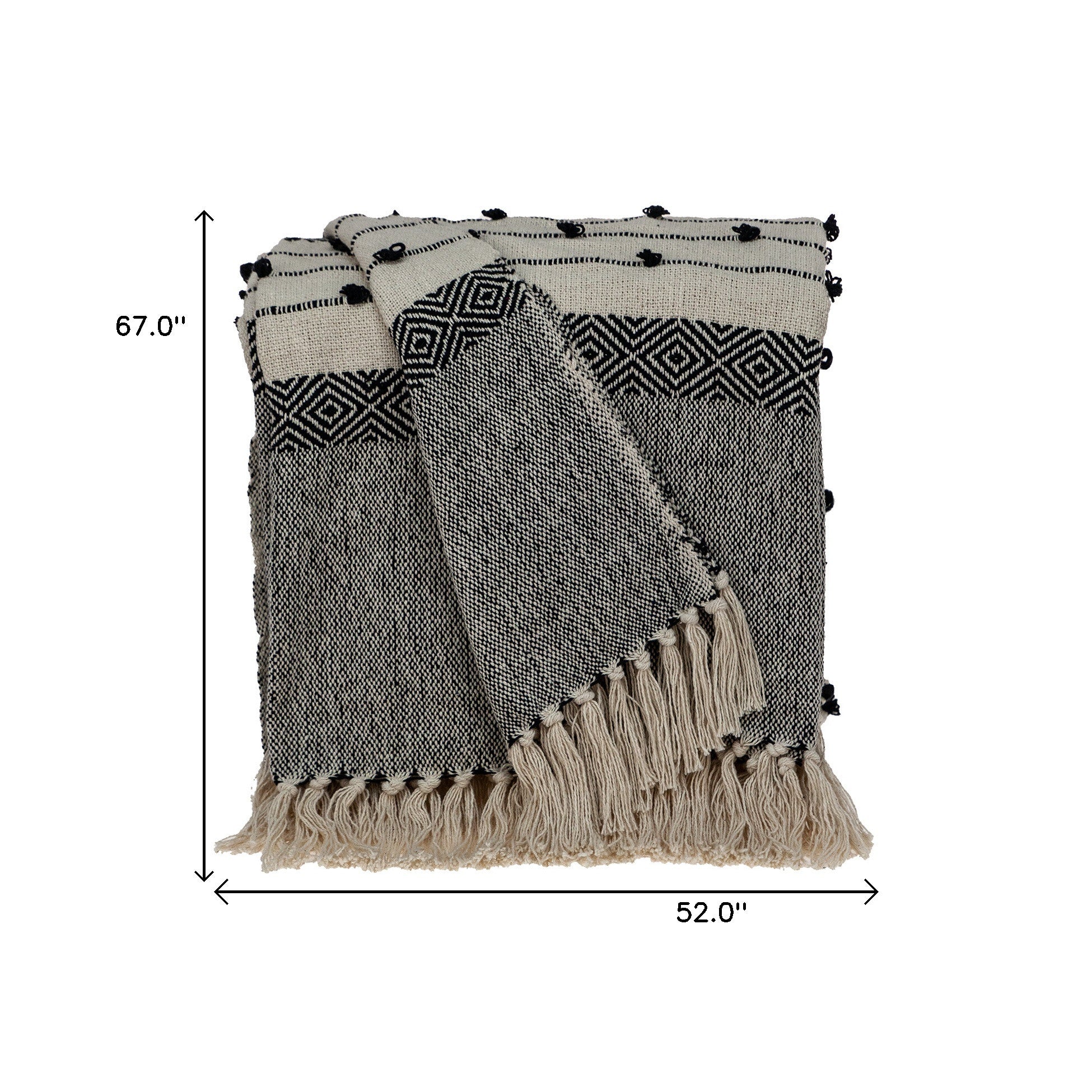 Beige And Black Woven Wool Solid Color Reversable Throw