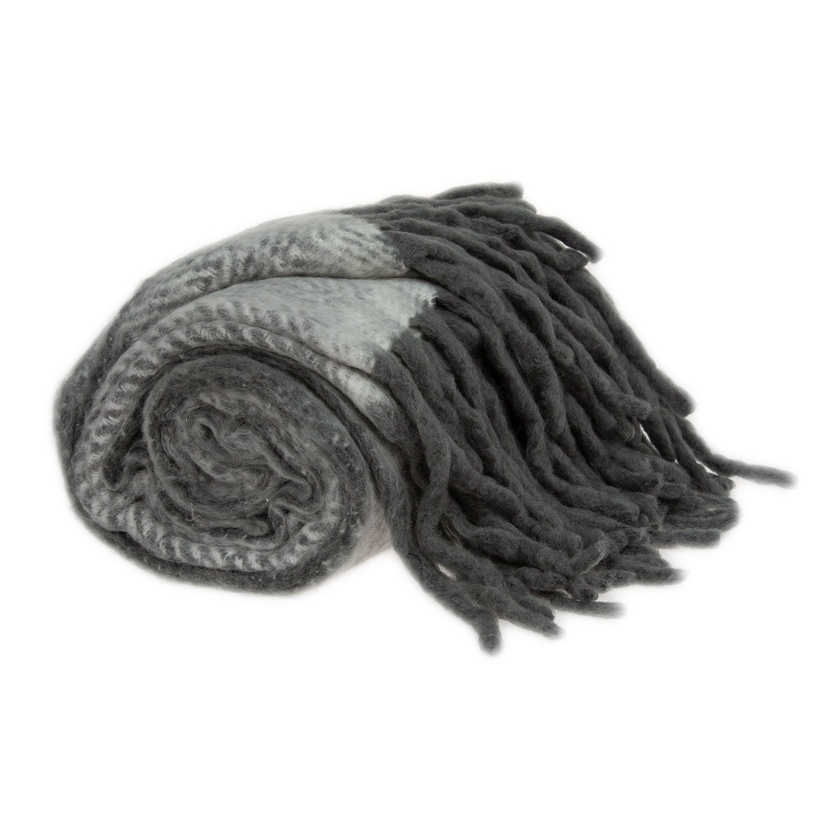 Gray Woven Acrylic Solid Color Reversable Throw