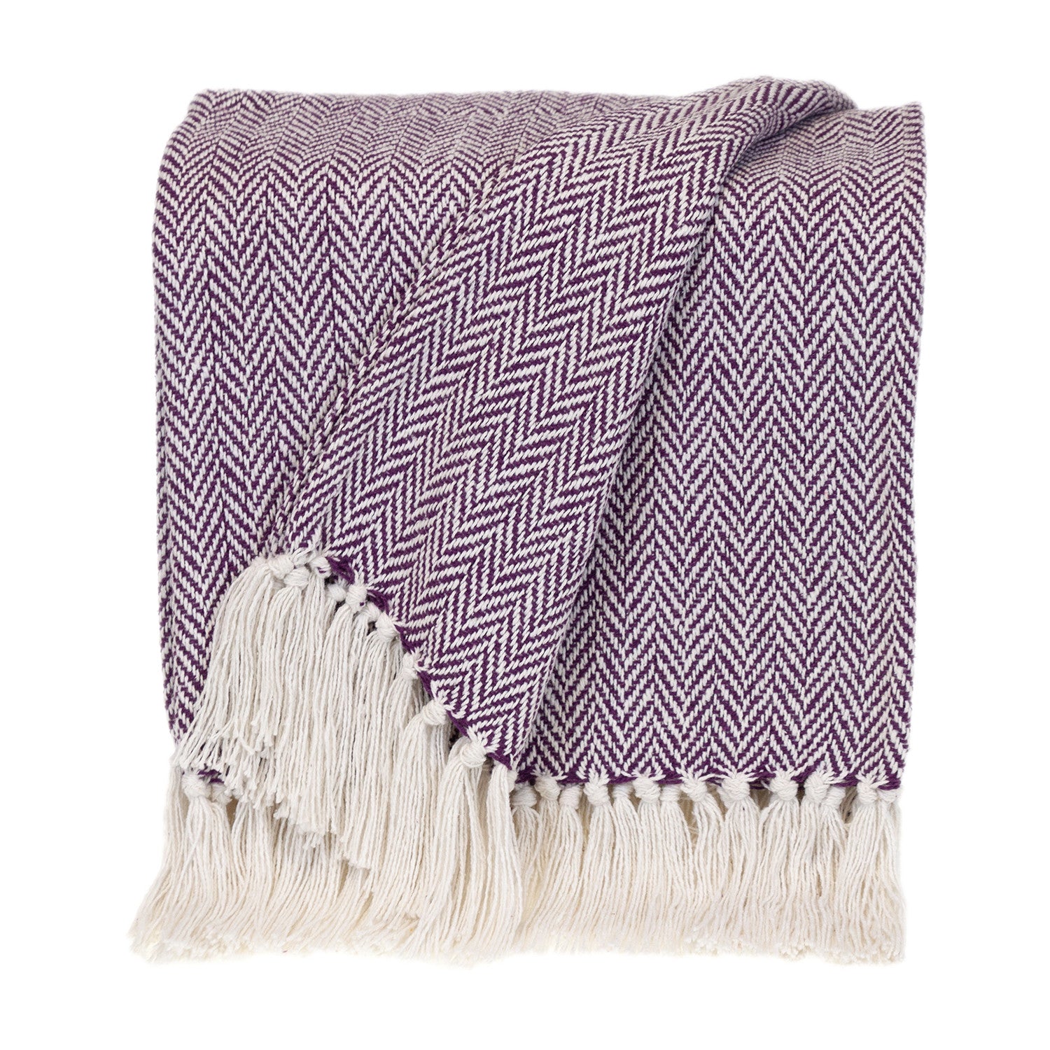 Purple Woven Cotton Abstract Throw Blanket