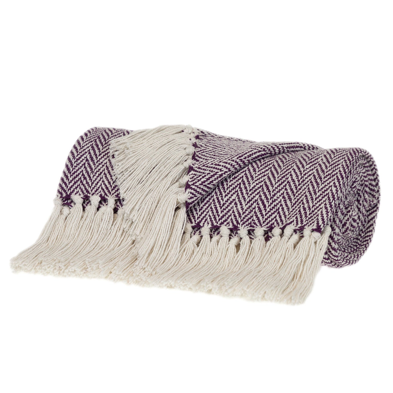 Purple Woven Cotton Abstract Throw Blanket