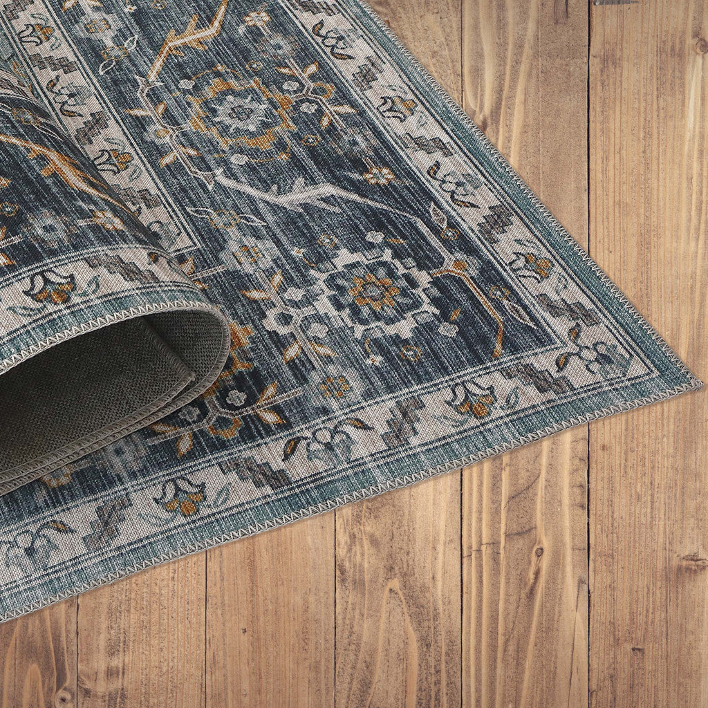 4' X 6' Sage Oriental Power Loom Stain Resistant Area Rug