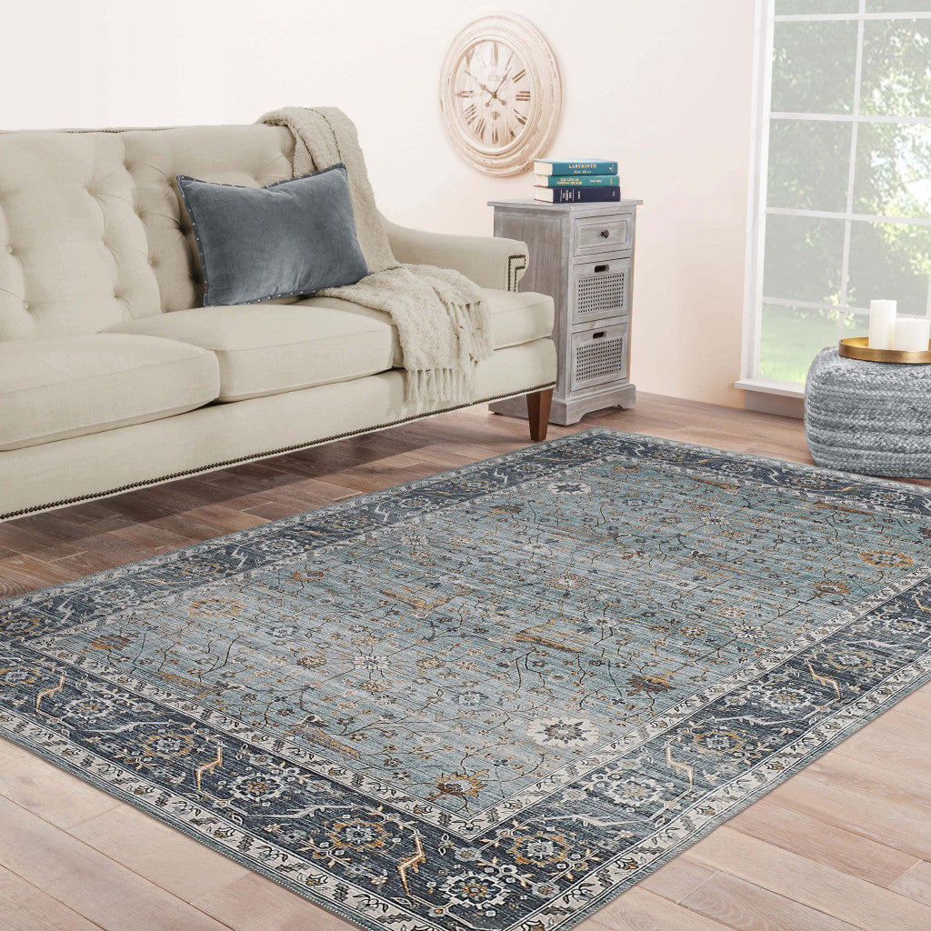 8' X 10' Sage Oriental Stain Resistant Area Rug