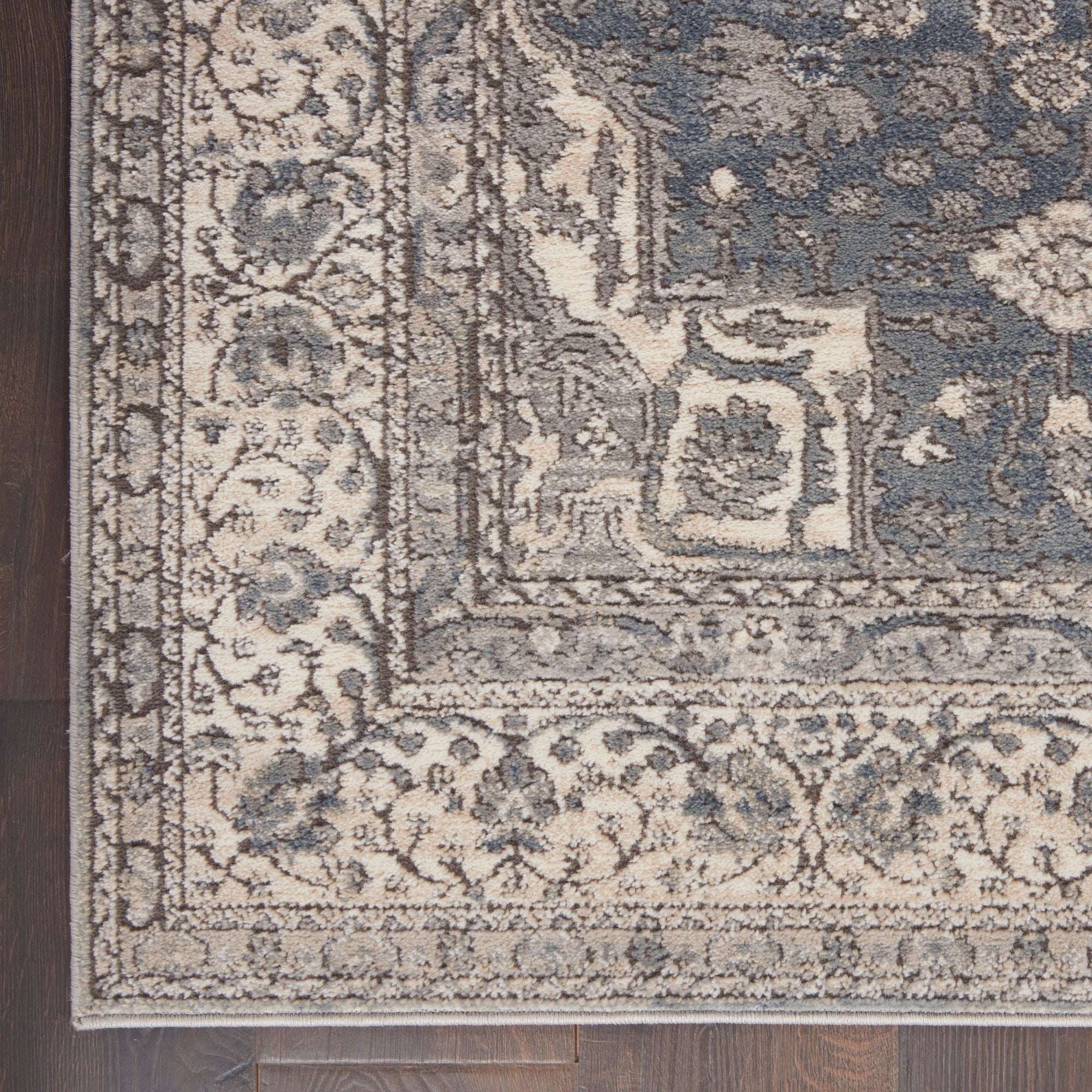 2' X 4' Grey And Ivory Oriental Power Loom Non Skid Area Rug