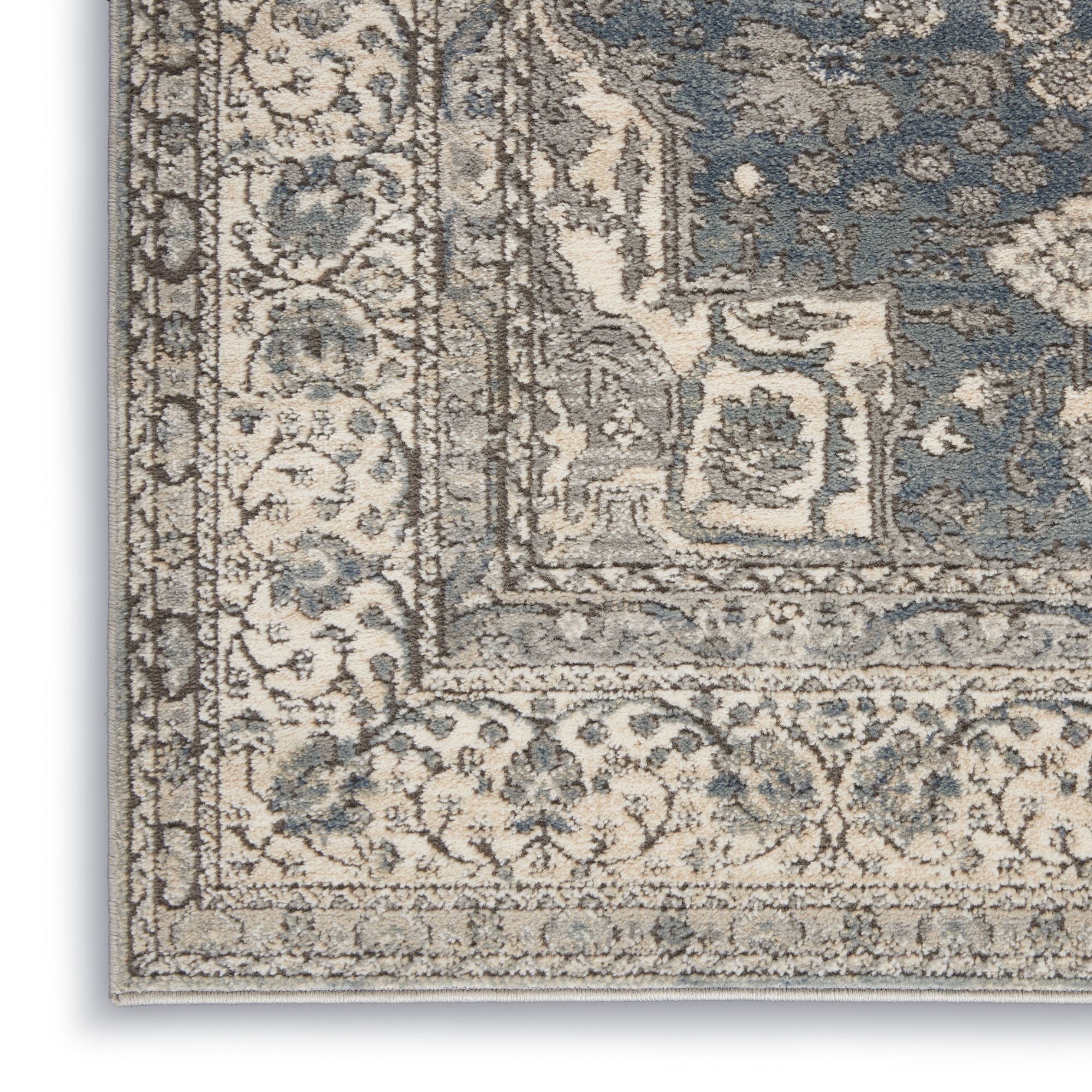 4' X 6' Grey And Ivory Oriental Power Loom Non Skid Area Rug