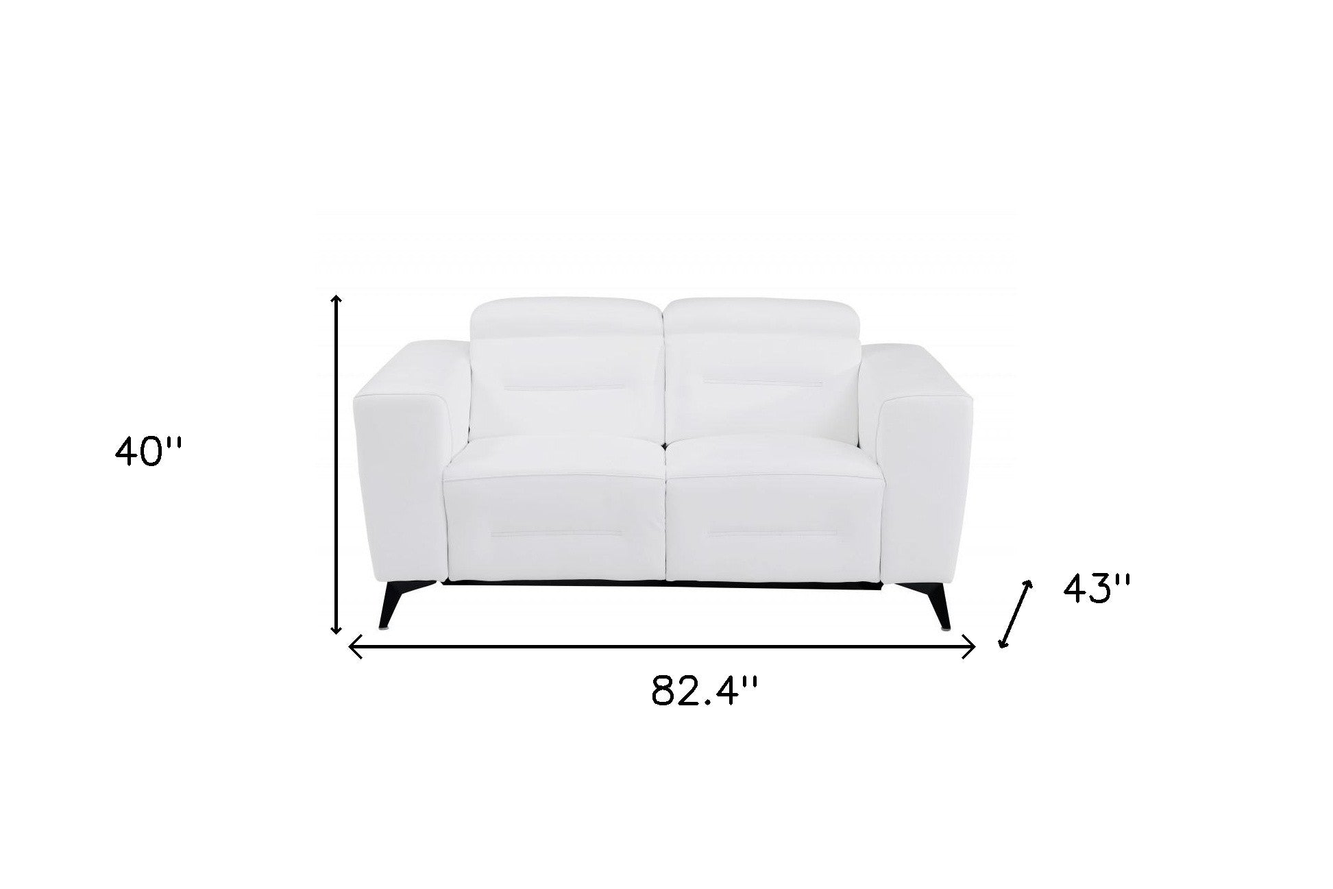 Two Piece Indoor White Italian Leather Five Person Seating Set