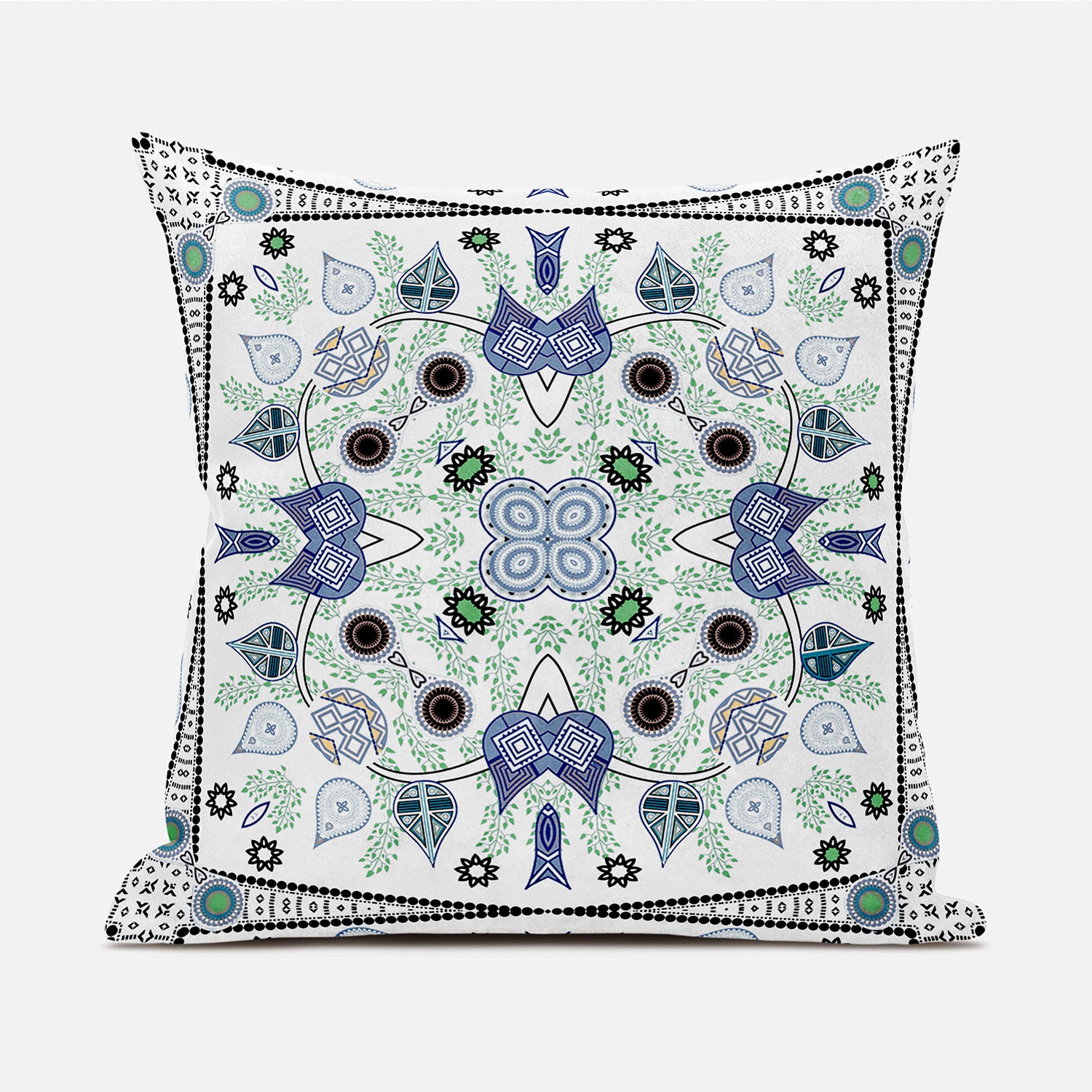 16" X 16" Gray and White Broadcloth Paisley Zippered Pillow