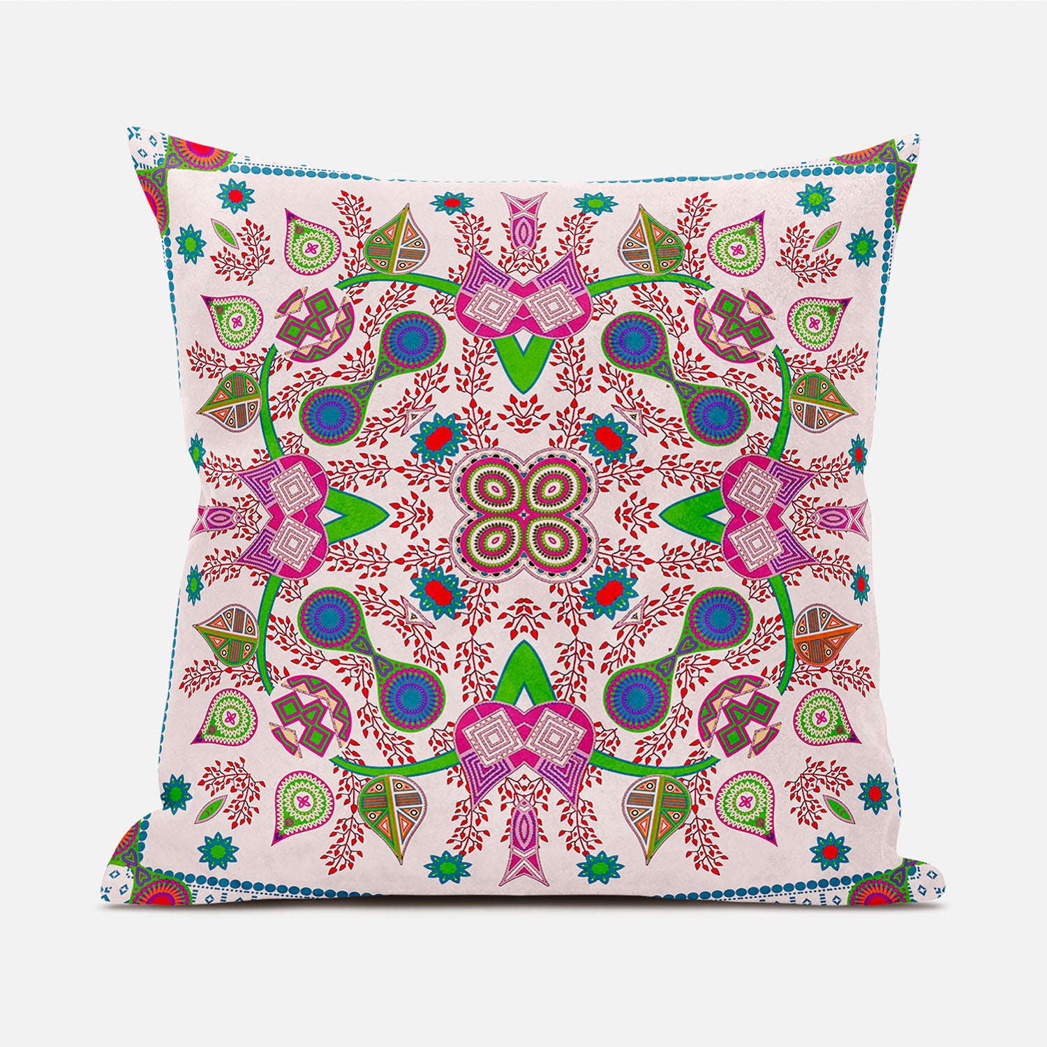 16" X 16" Pink and Purple Broadcloth Paisley Zippered Pillow