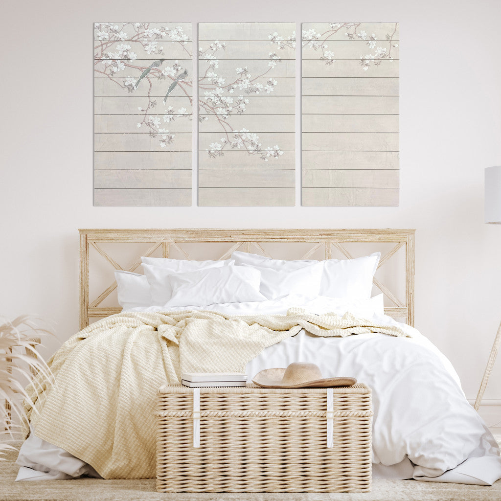 Birds and Blossoms Unframed Wood Wall Art