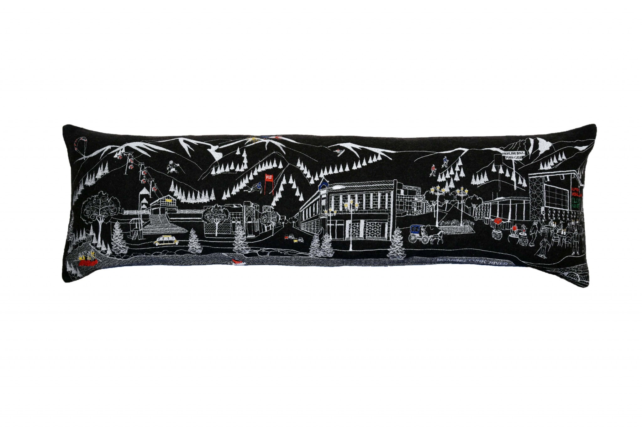 45" Black Aspen Nighttime Skyline Lumbar Decorative Pillow