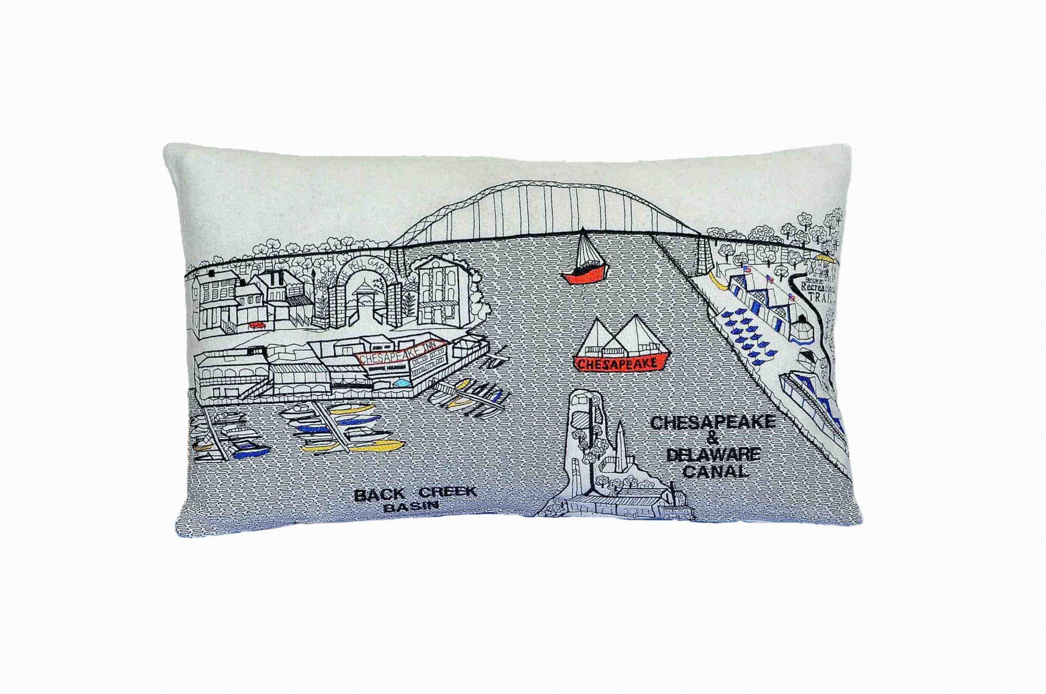 24" White Charleston Daylight Skyline Lumbar Decorative Pillow