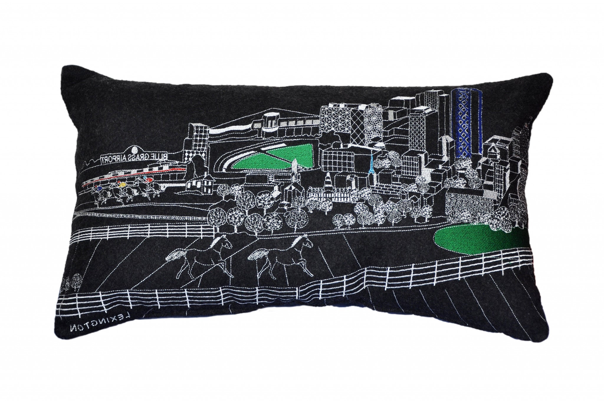 24" Black Lexington Nighttime Skyline Lumbar Decorative Pillow