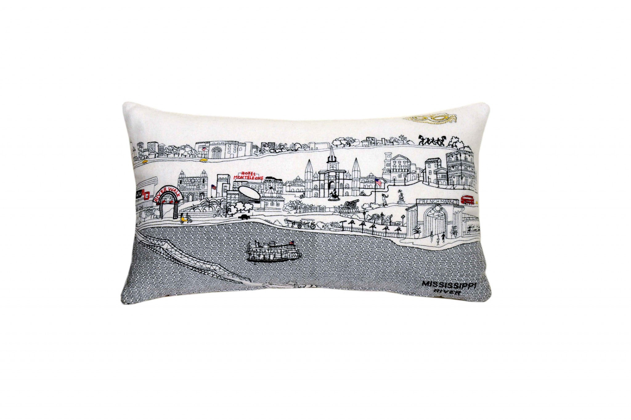 24" White New Orleans Daylight Skyline Lumbar Decorative Pillow