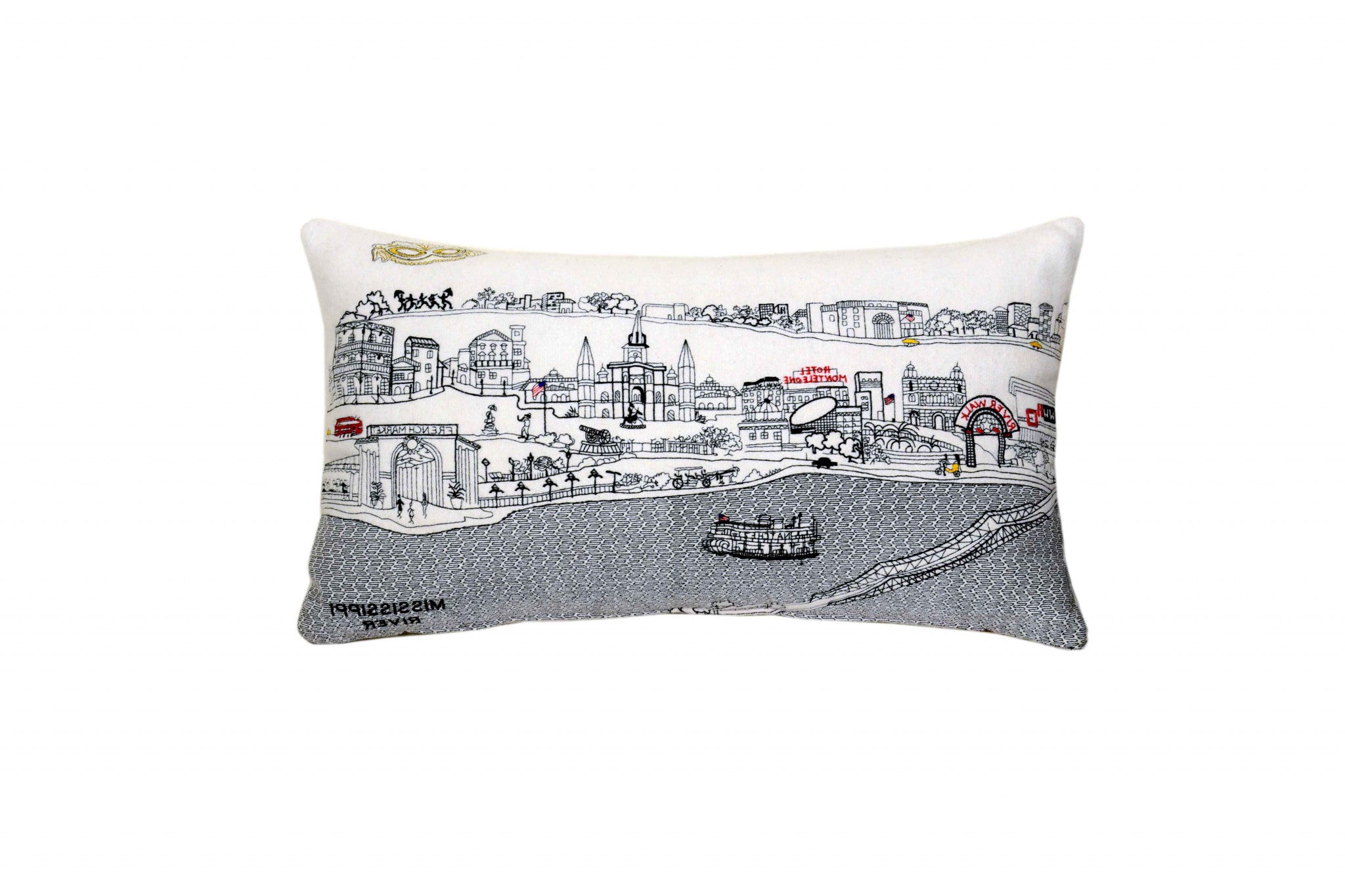 24" White New Orleans Daylight Skyline Lumbar Decorative Pillow