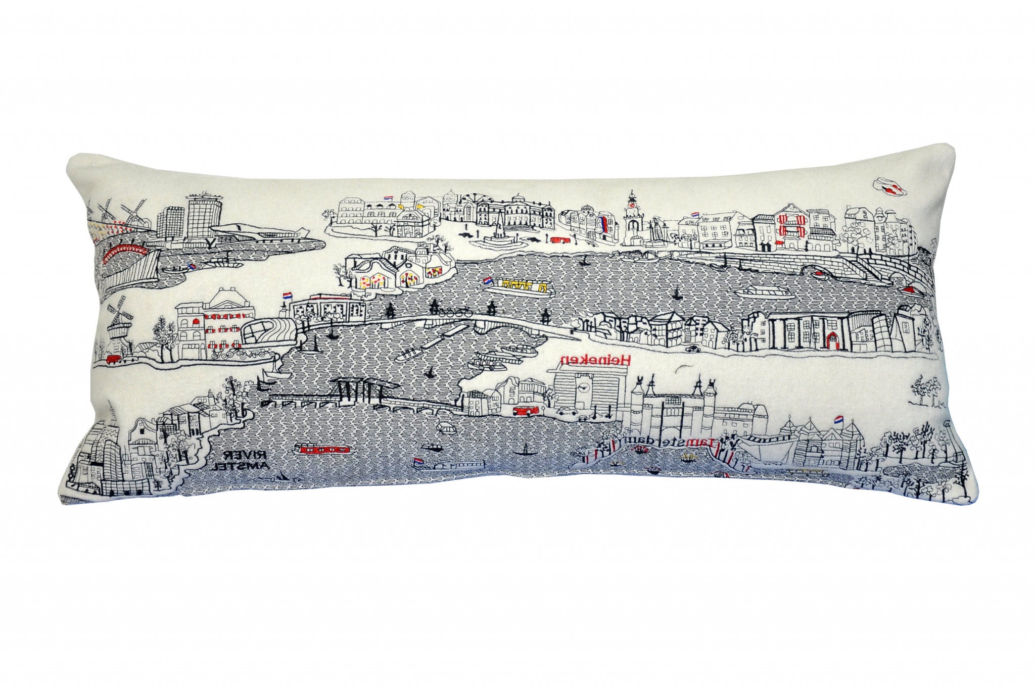 35" White Amsterdam Daylight Skyline Lumbar Decorative Pillow