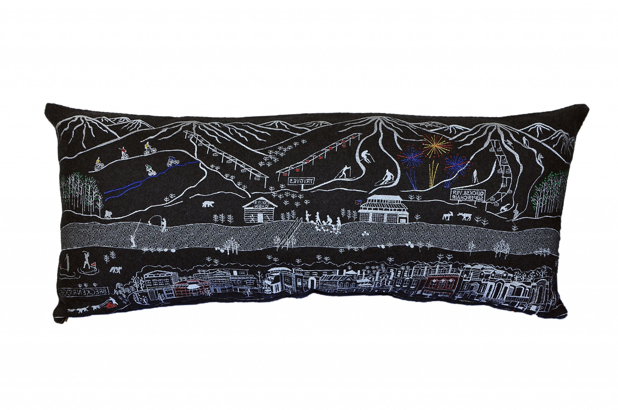 35" Black Breckenridge Nighttime Skyline Lumbar Decorative Pillow