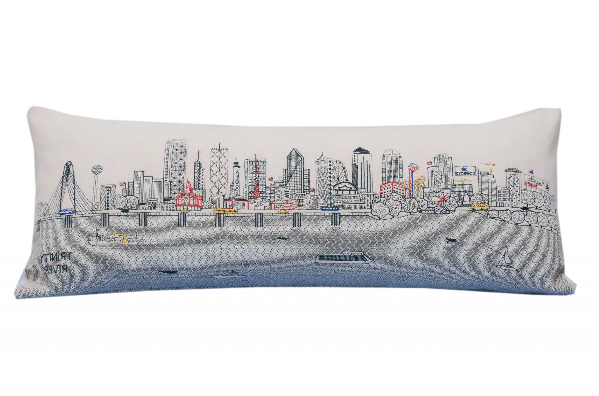 35" White Dallas Daylight Skyline Lumbar Decorative Pillow